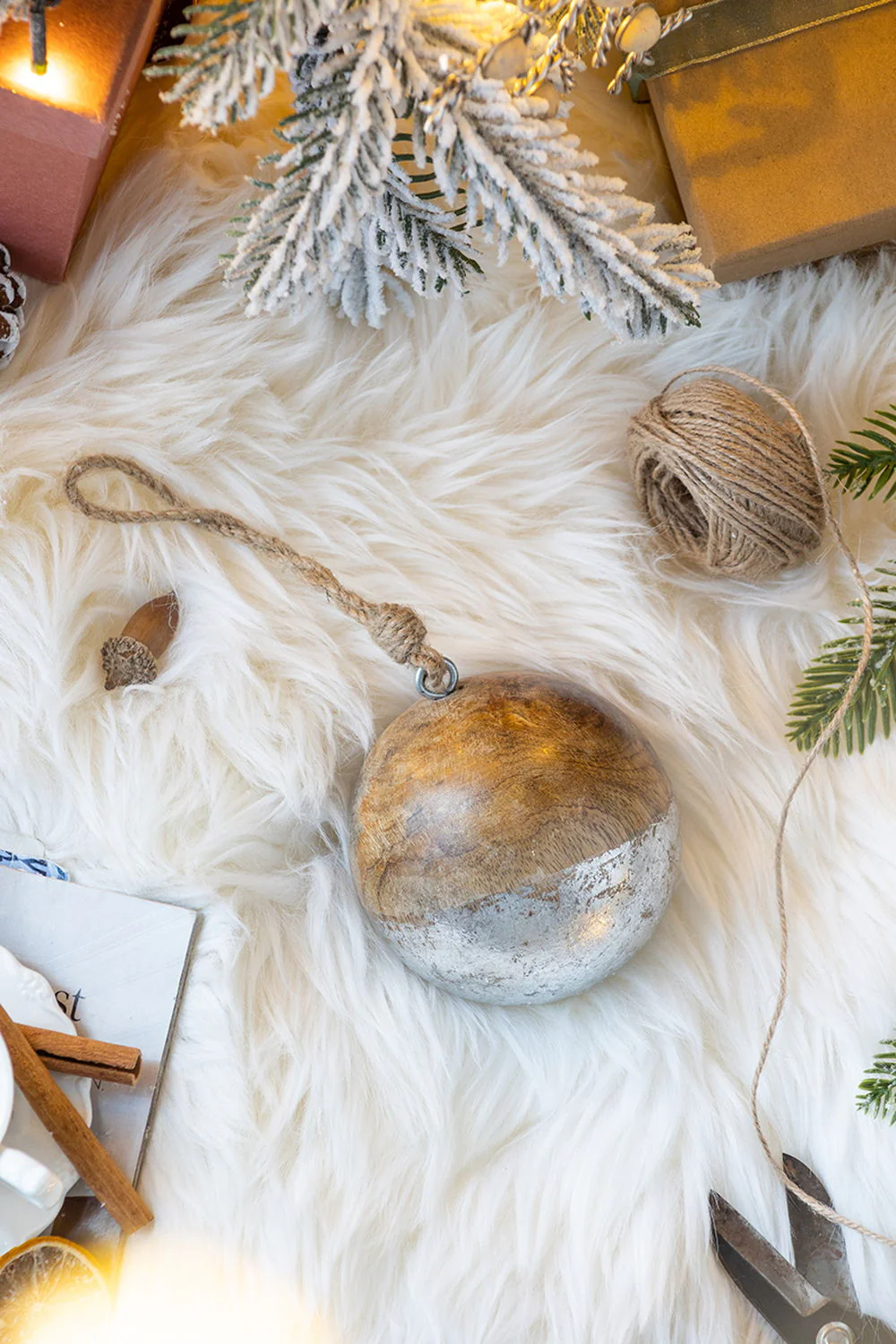 Christmas Ball Ornaments, Wood Decorative Hanging Ball Christmas Tree Ornaments For Holiday Party Decorations - Image 8
