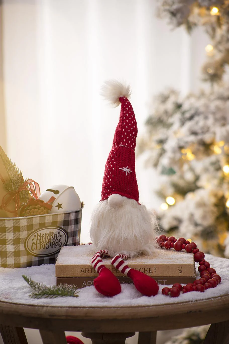 Christmas Gnomes Decorations, Christmas Table Home Ornaments For Holiday Party Gifts (Set of 2) - White / Red - Image 7