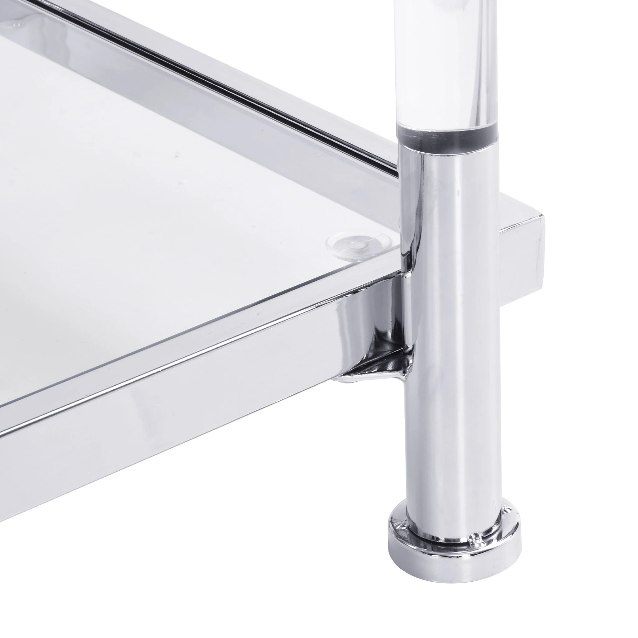 Chrome Glass Sofa Table, Acrylic Side Table, Console Table For Living Room & Bedroom - Chrome - Image 3