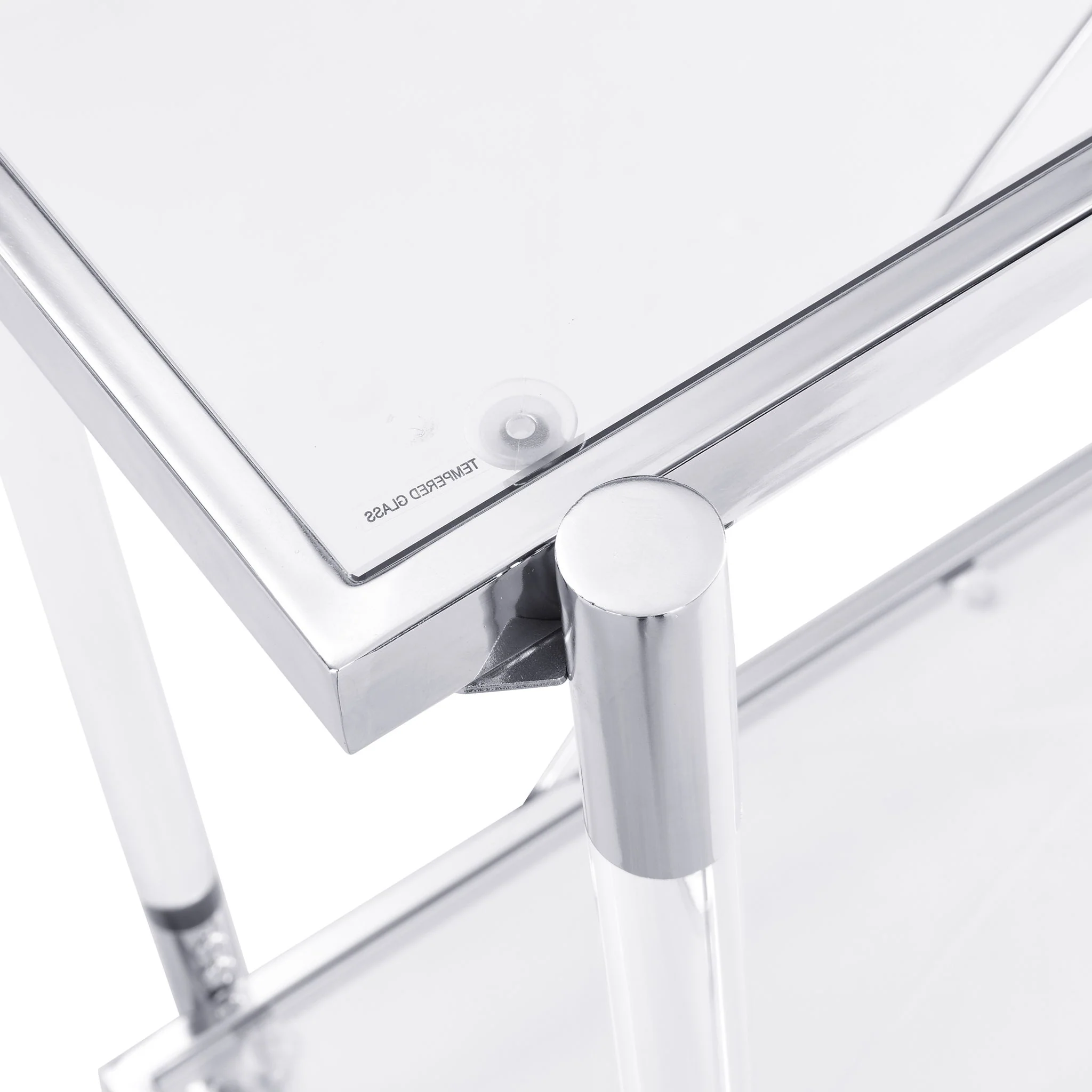 Chrome Glass Sofa Table, Acrylic Side Table, Console Table For Living Room & Bedroom - Chrome - Image 7