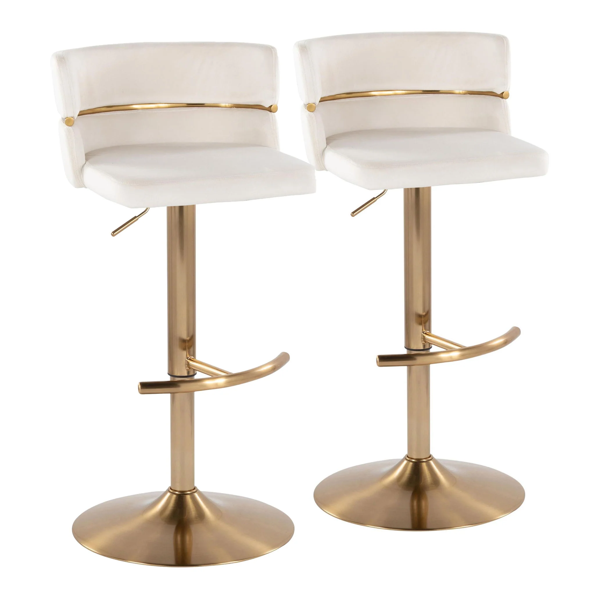 Cinch - Glam / Art Deco Adjustable Barstool With Swivel With Rounded T Footrest (Set of 2) - Image 2