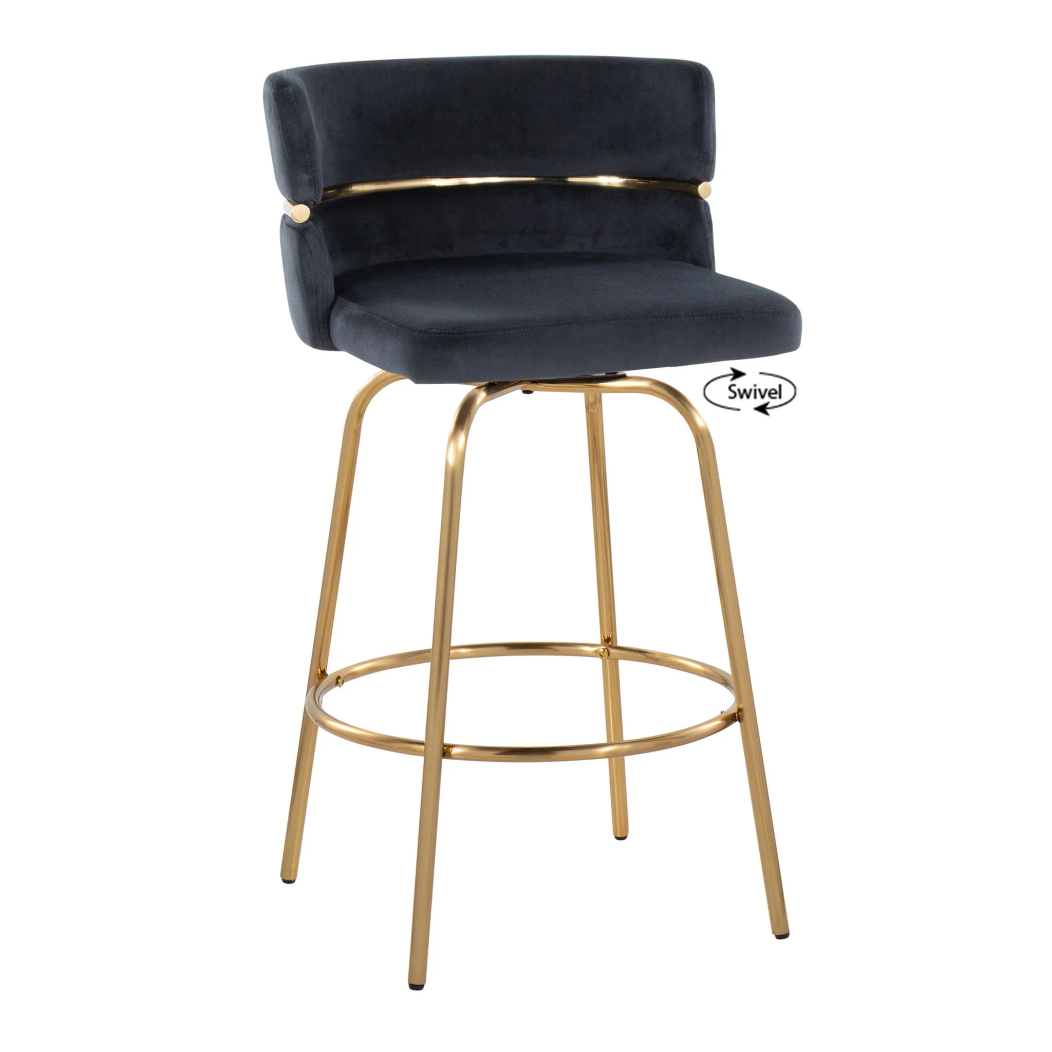 Cinch - Glam / Art Deco Fixed Height Counter Stool With Swivel With Round Footrest (Set of 2) - Image 10
