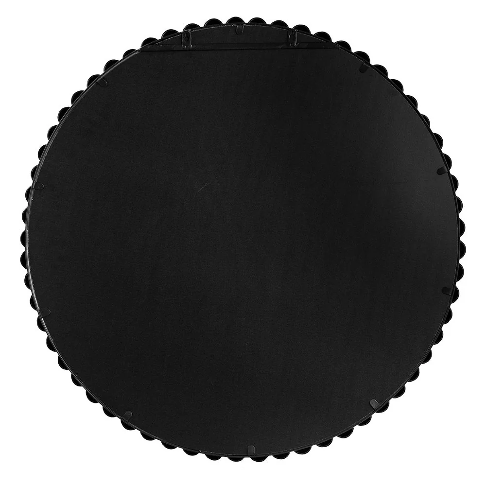 Circle Mirror With Metal Beaded Frame, Wall Mirror For Living Room Bedroom Entryway - Black - Image 2