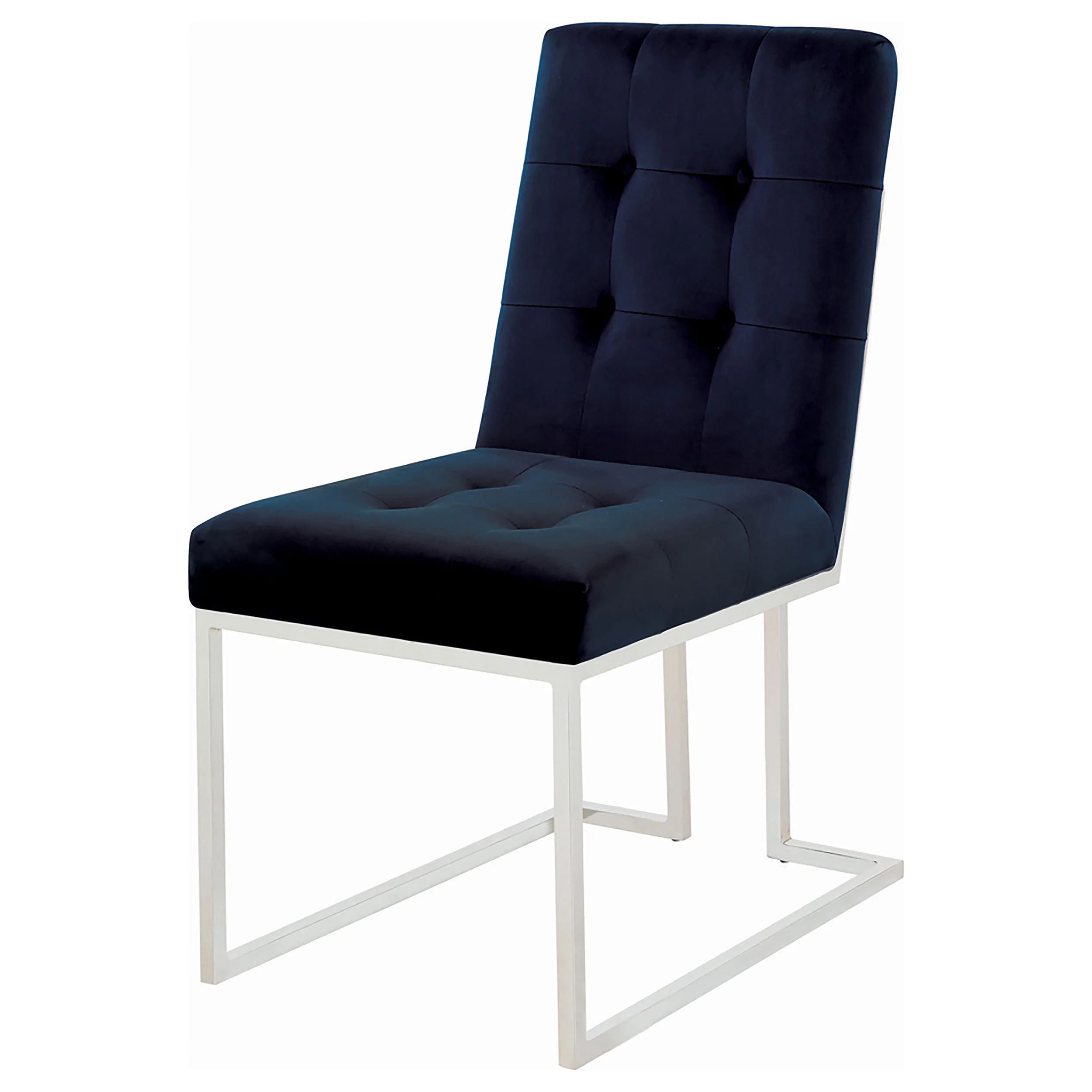 Cisco Velvet Upholstered Dining Side Chair, Blue/Chrome - Set of 2 - Image 3