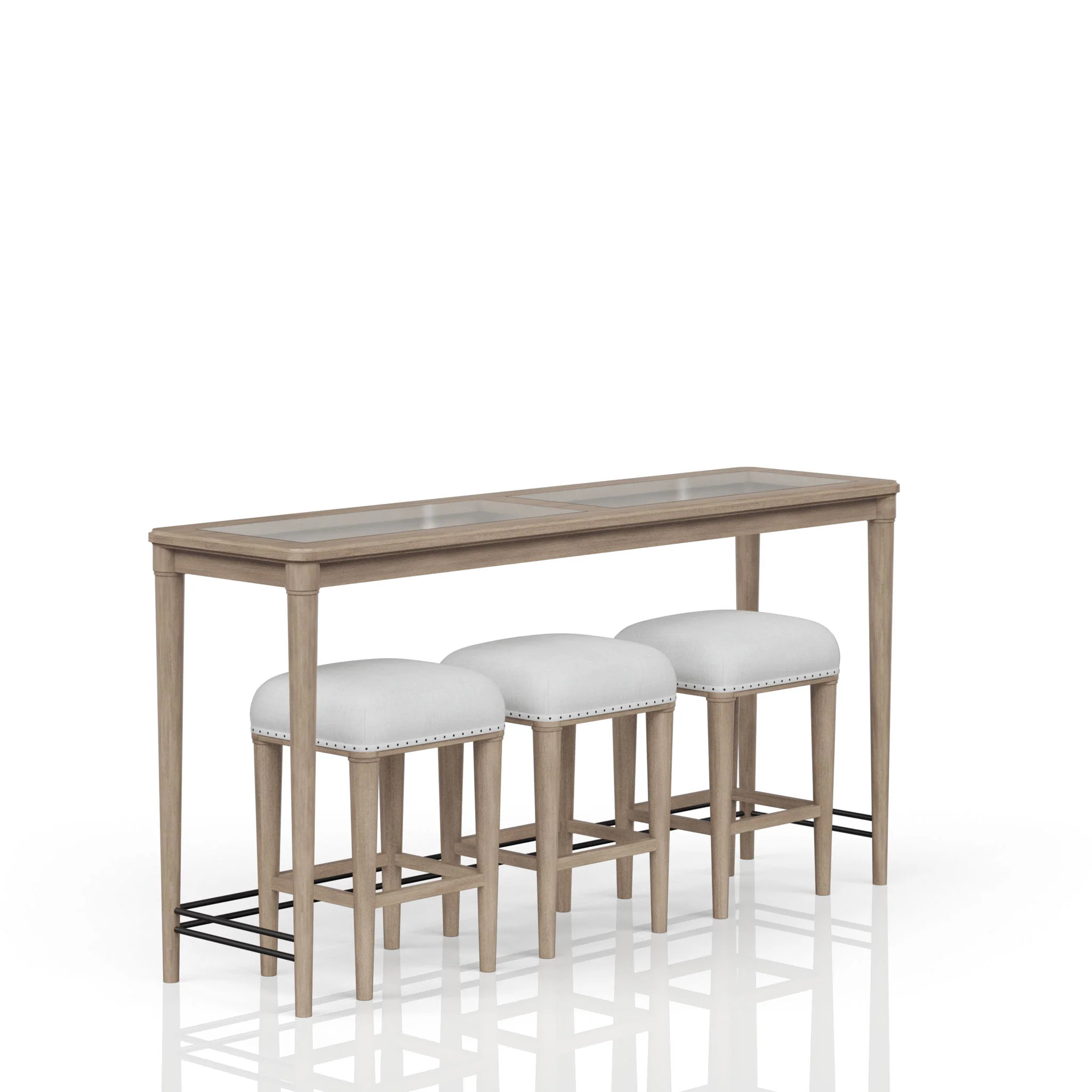 Citrus Heights - Frosted Glass Console Table With 3 Stools - Sand - Image 2