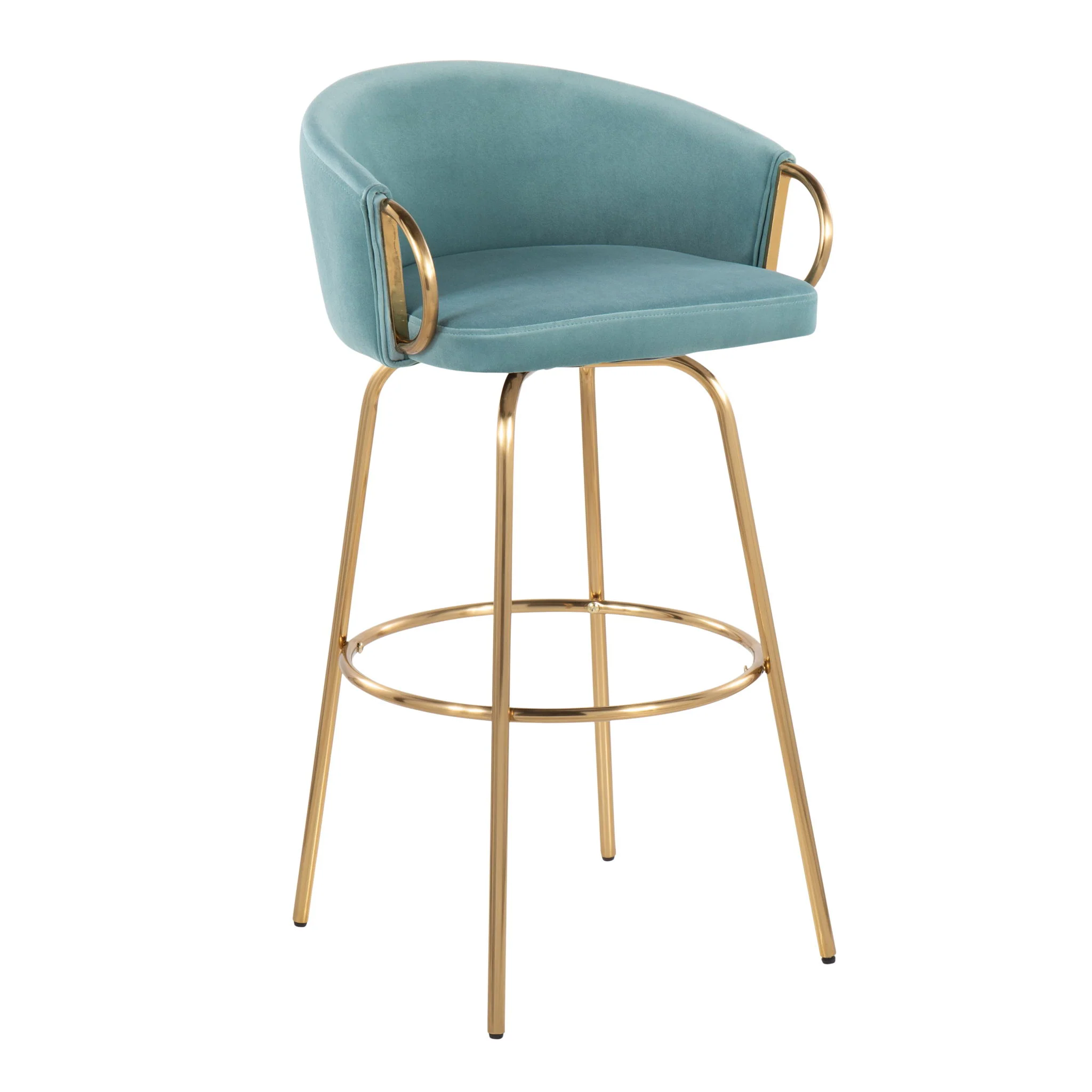 Claire - Contemporary / Glam Fixed Height Bar Stool (Set of 2) Round Footrest (Set of 2) - Image 13
