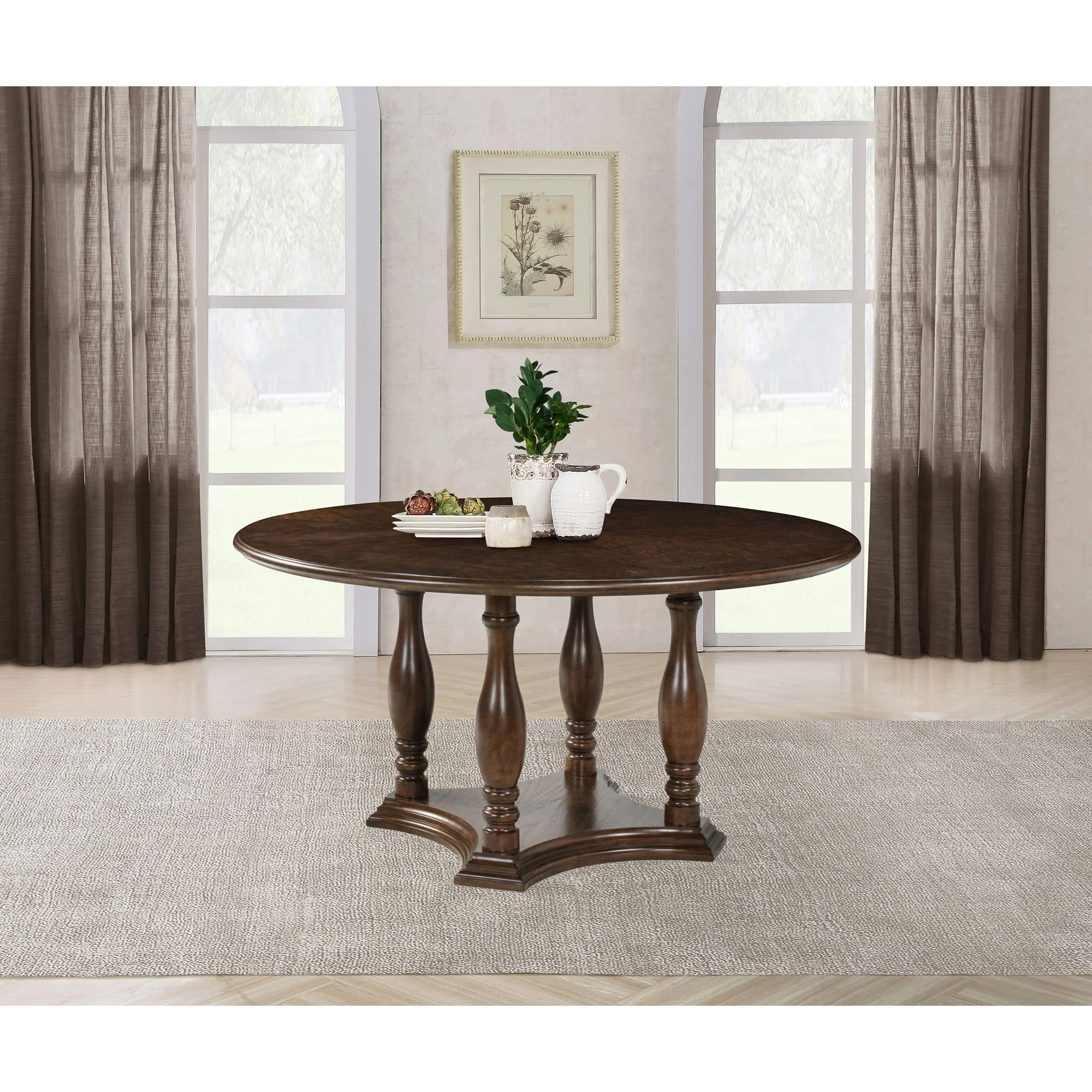 Claire - Round Pedestal Dining Table - Brown - Image 6