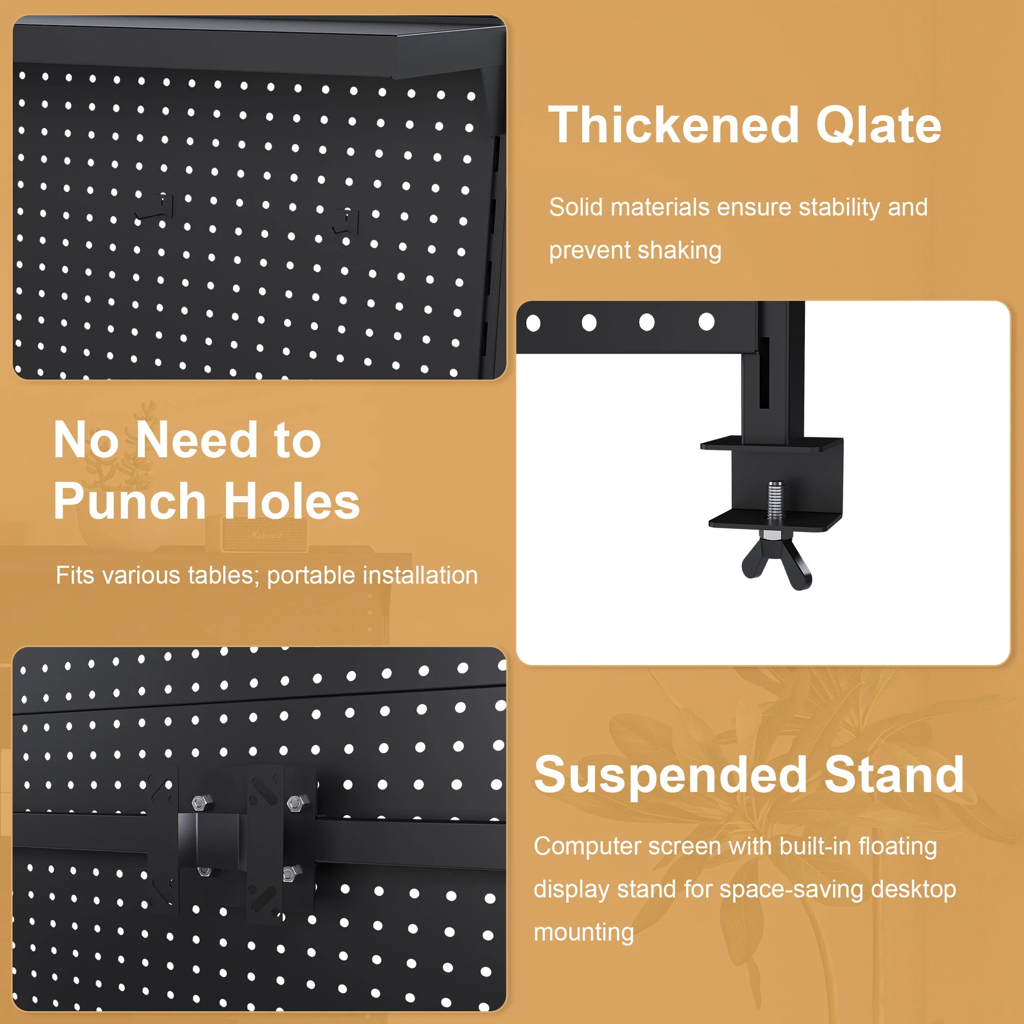 Clamp On Desk Pegboard With Single Monitor Stand - Image 29