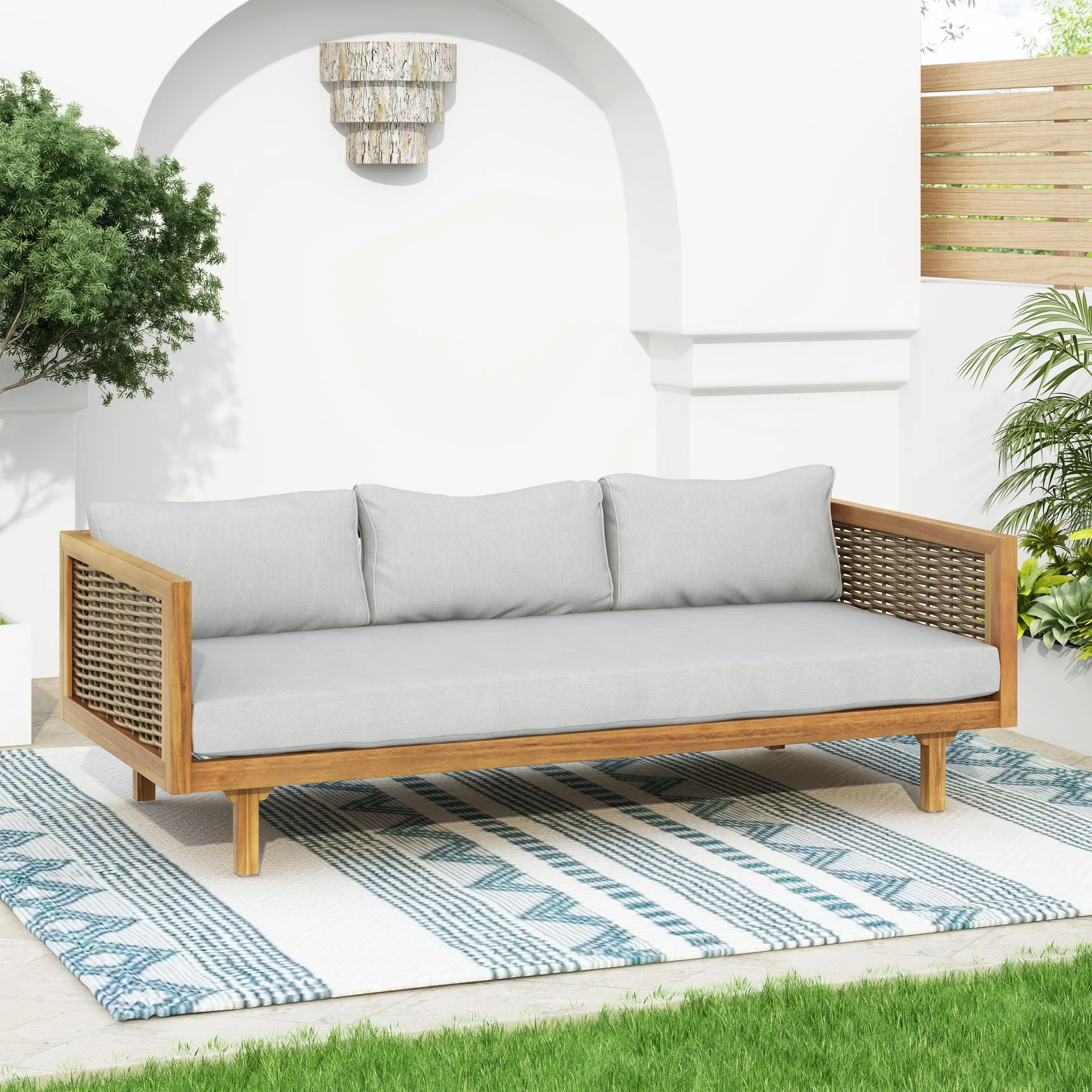 Claremont - 3 Seater Daybed Teak Acacia Wood Water Resistant Cushions - Image 13