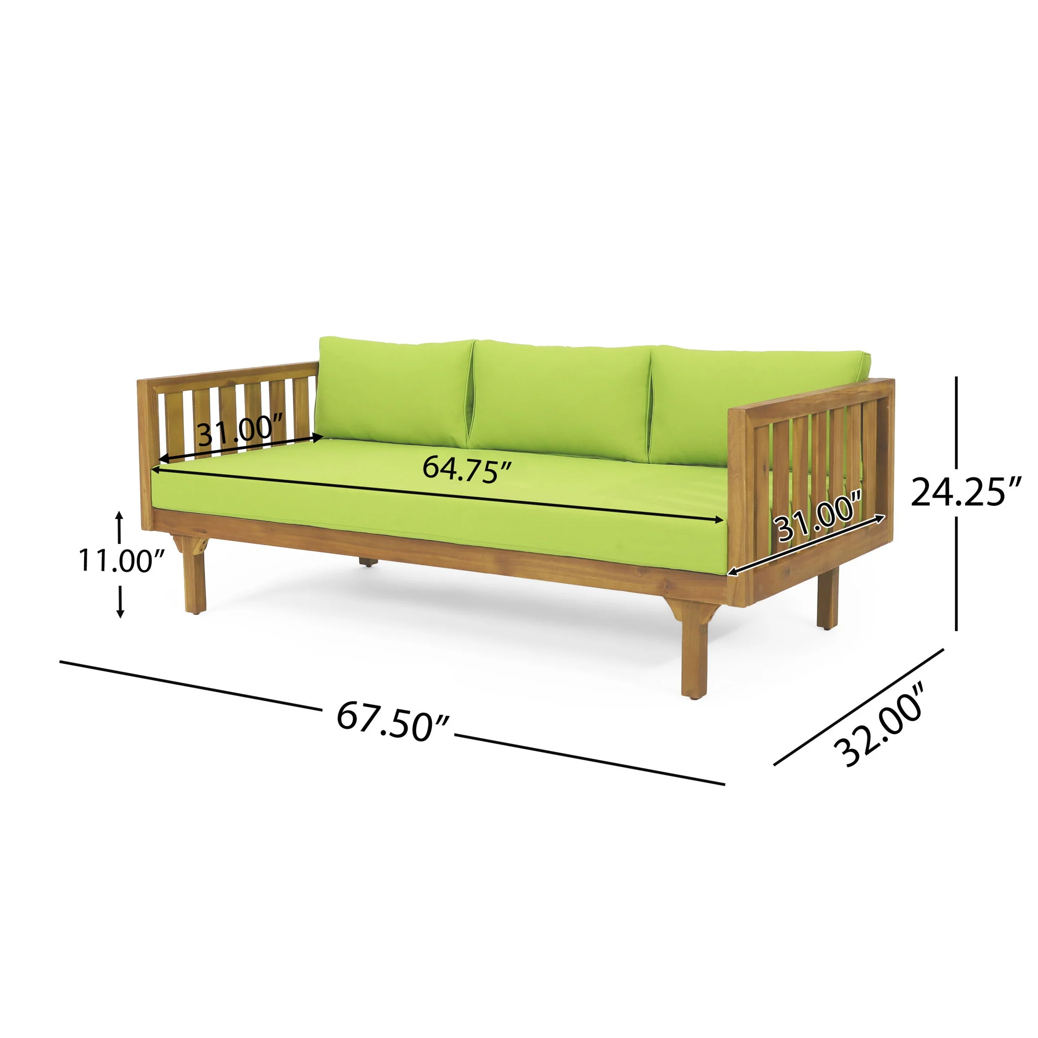 Claremont - 3 Seater Daybed Teak Acacia Wood Water Resistant Cushions - Image 25