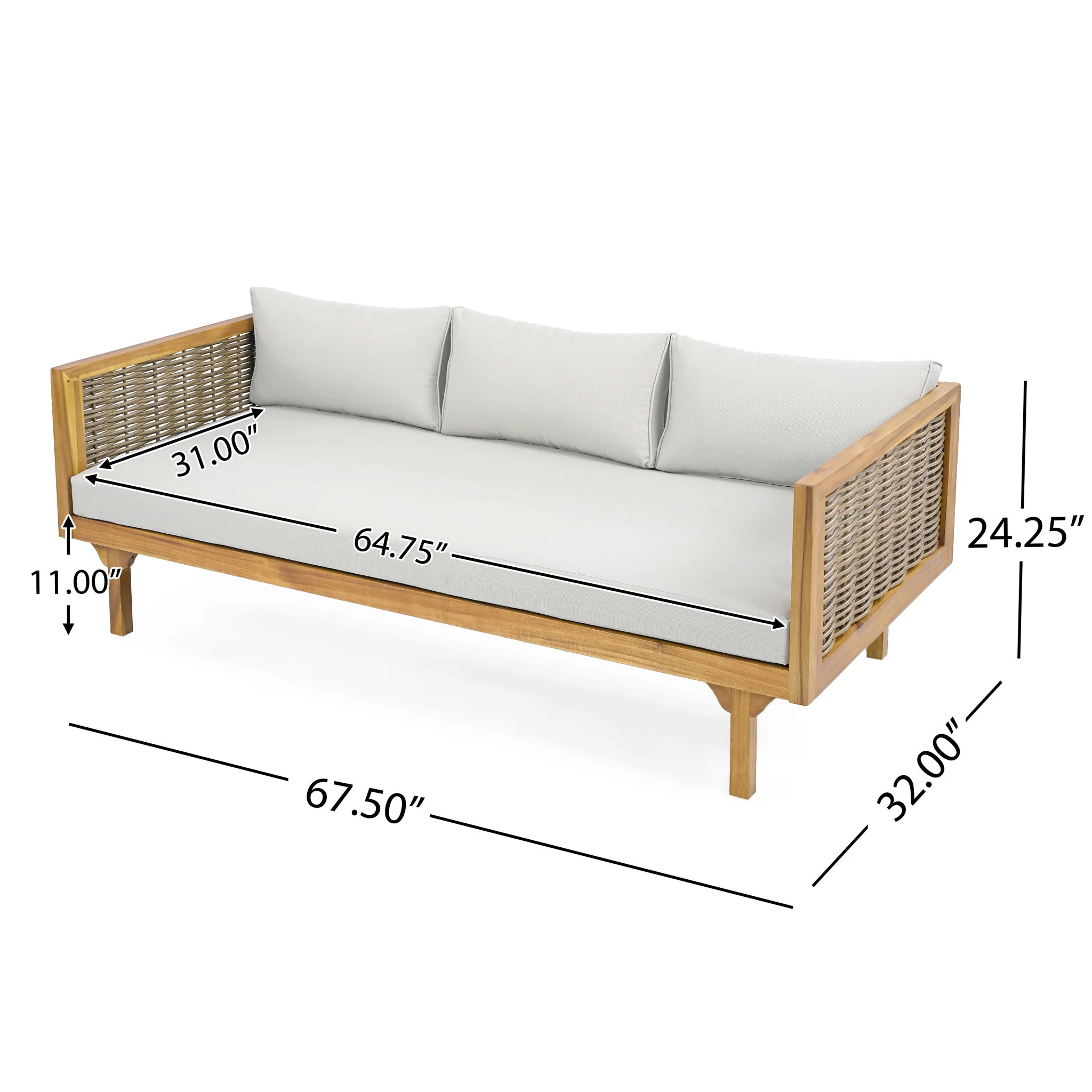 Claremont - 3 Seater Daybed Teak Acacia Wood Water Resistant Cushions - Image 27