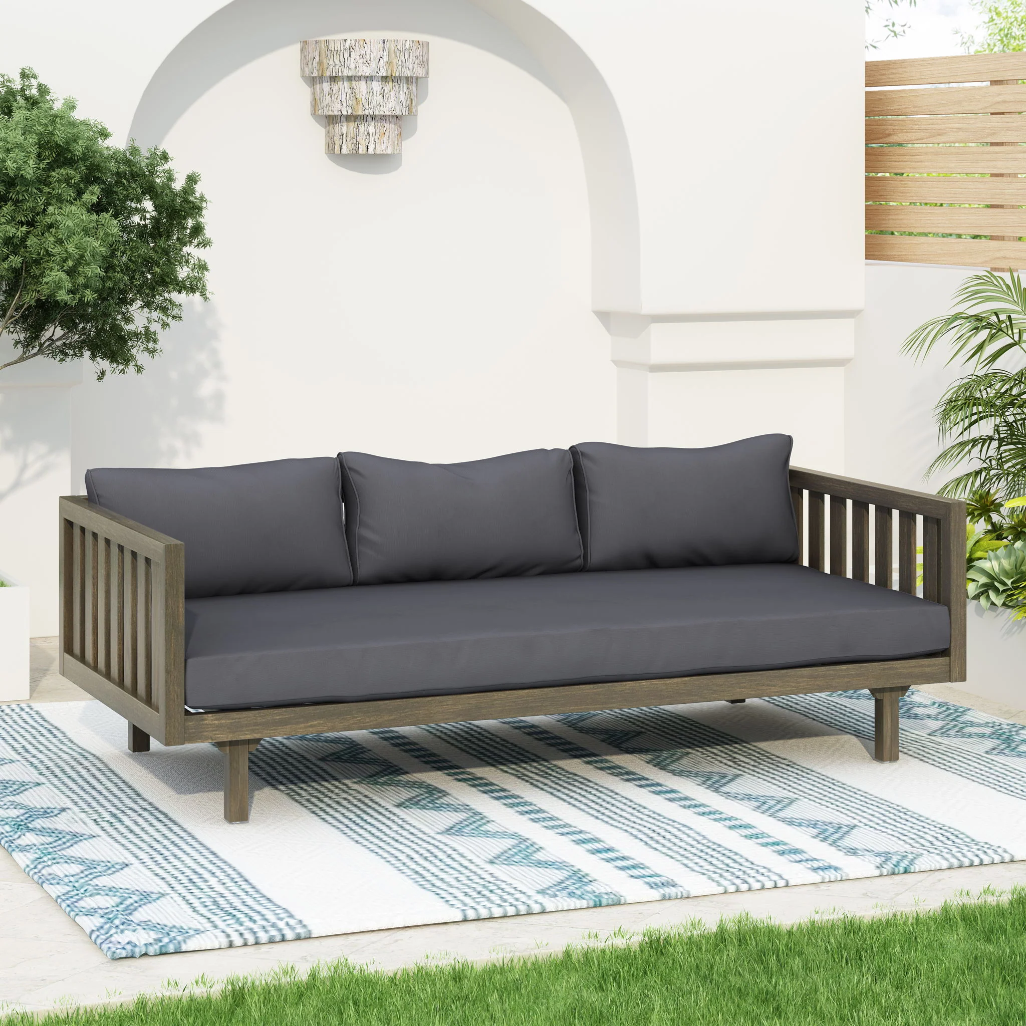 Claremont - 3 Seater Daybed Teak Acacia Wood Water Resistant Cushions - Image 28