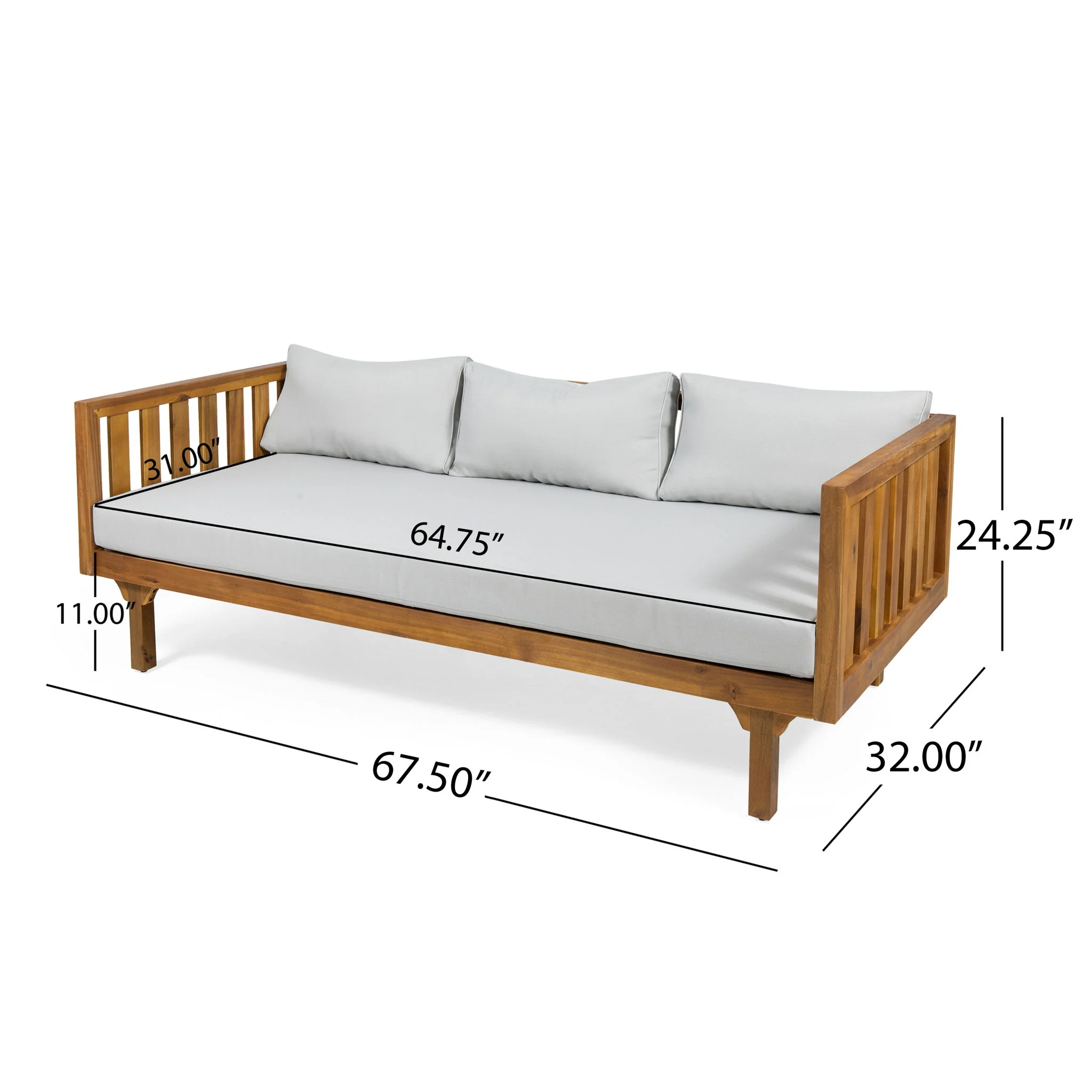 Claremont - 3 Seater Daybed Teak Acacia Wood Water Resistant Cushions - Image 34