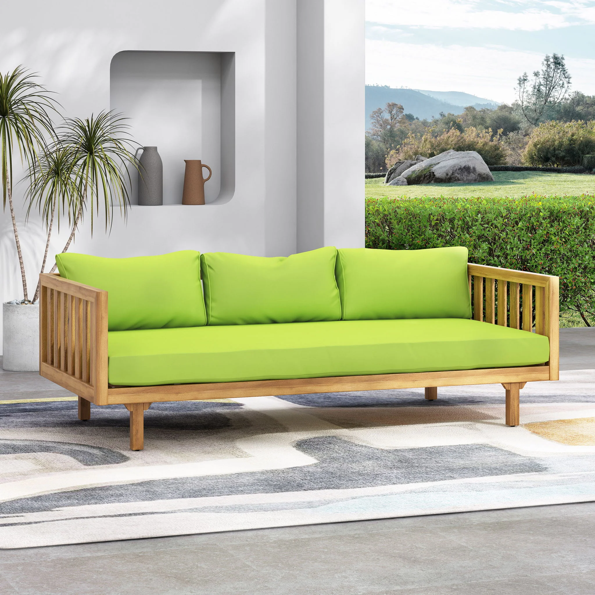 Claremont - 3 Seater Daybed Teak Acacia Wood Water Resistant Cushions - Image 37