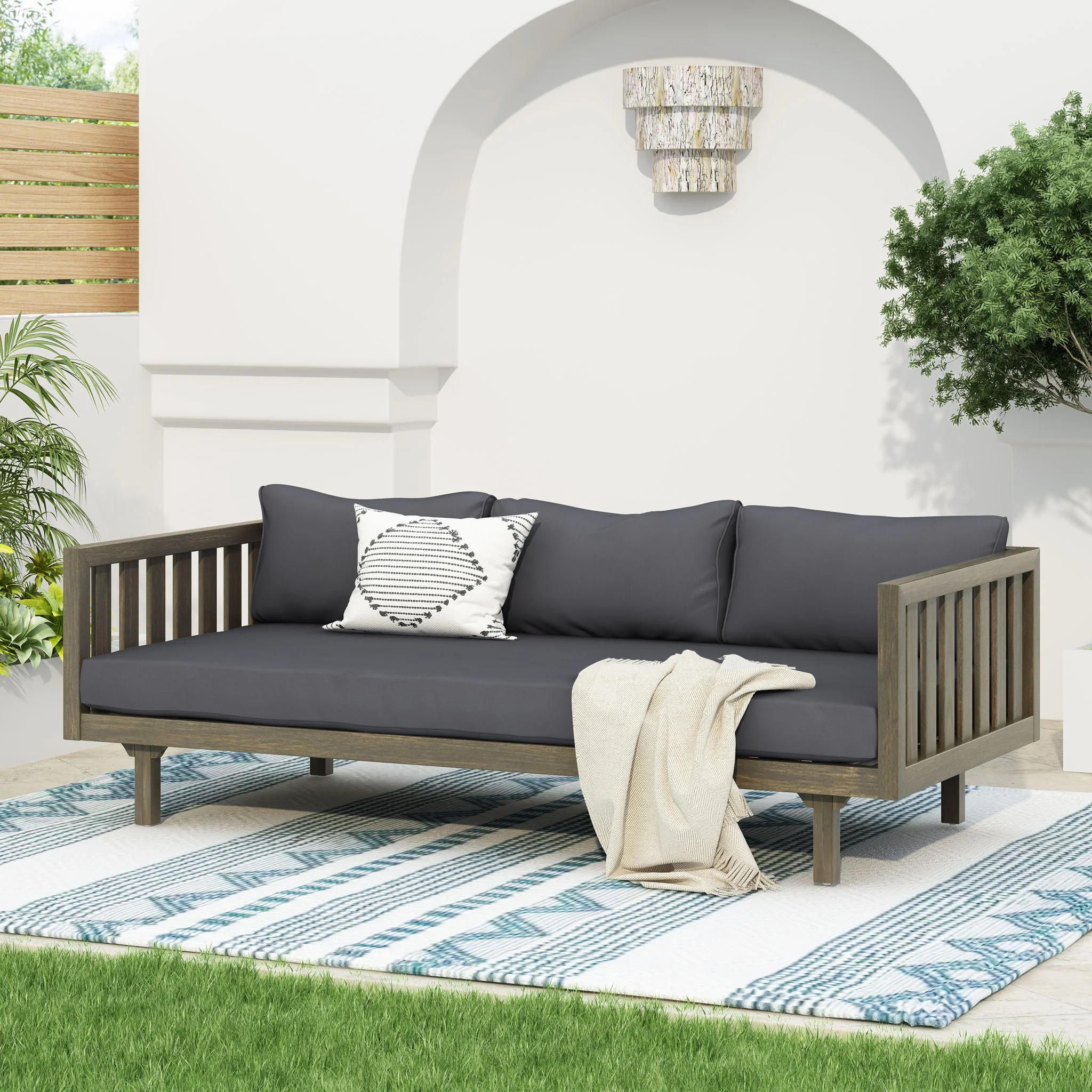 Claremont - 3 Seater Daybed Teak Acacia Wood Water Resistant Cushions - Image 50