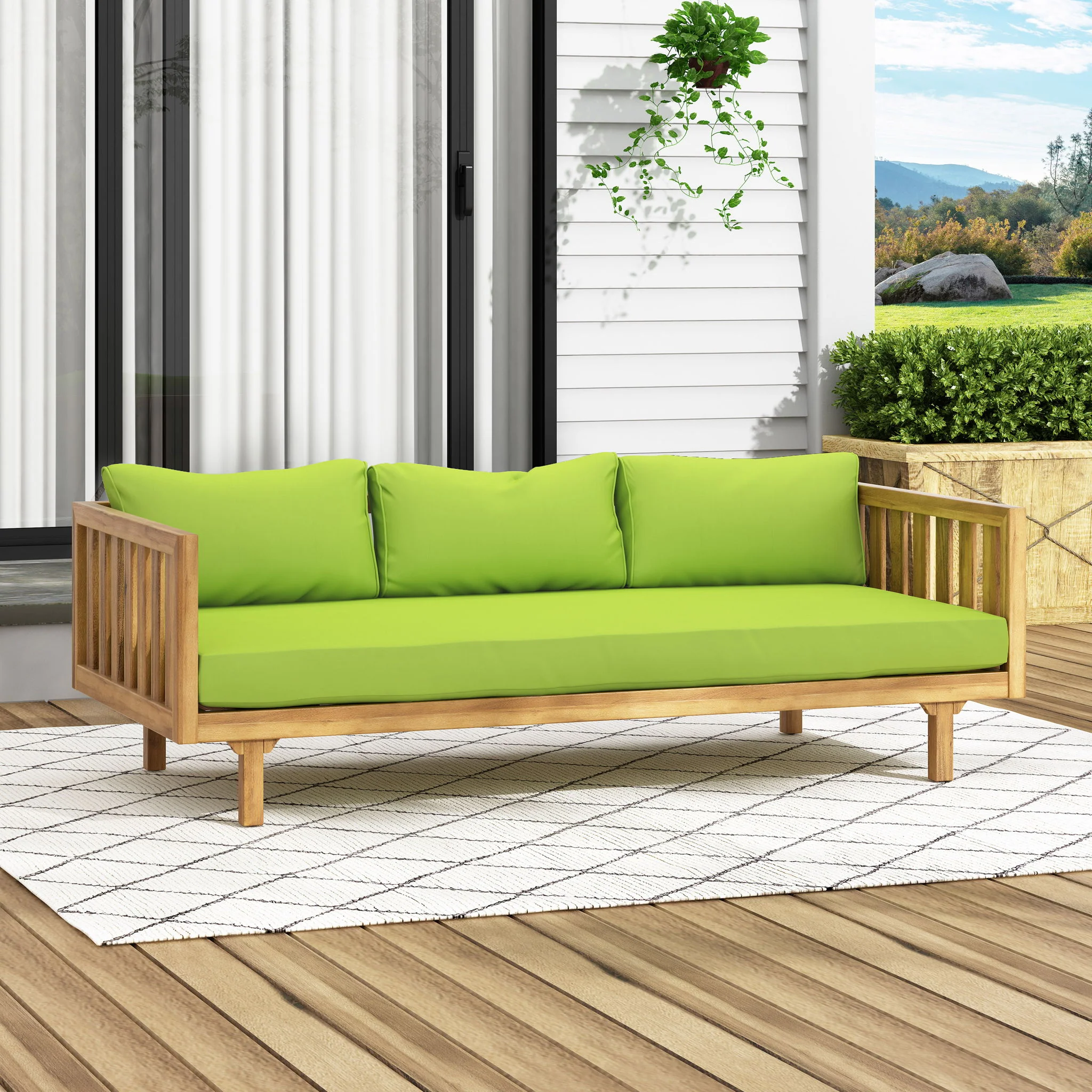 Claremont - 3 Seater Daybed Teak Acacia Wood Water Resistant Cushions - Image 51