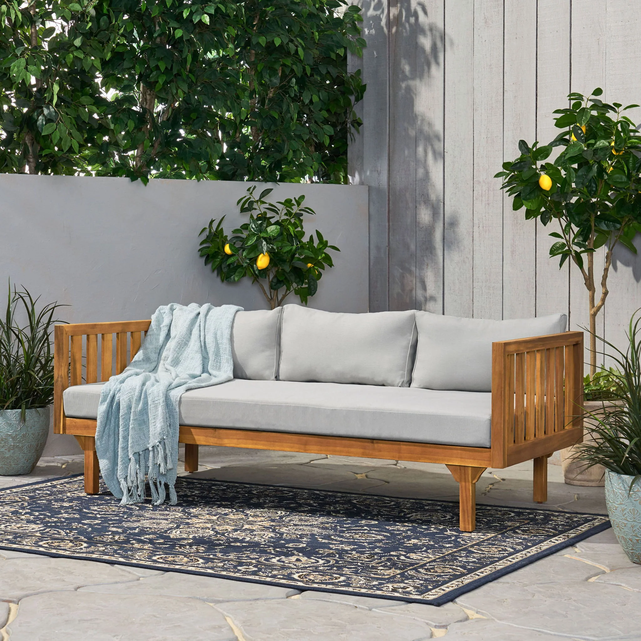 Claremont - 3 Seater Daybed Teak Acacia Wood Water Resistant Cushions - Image 57