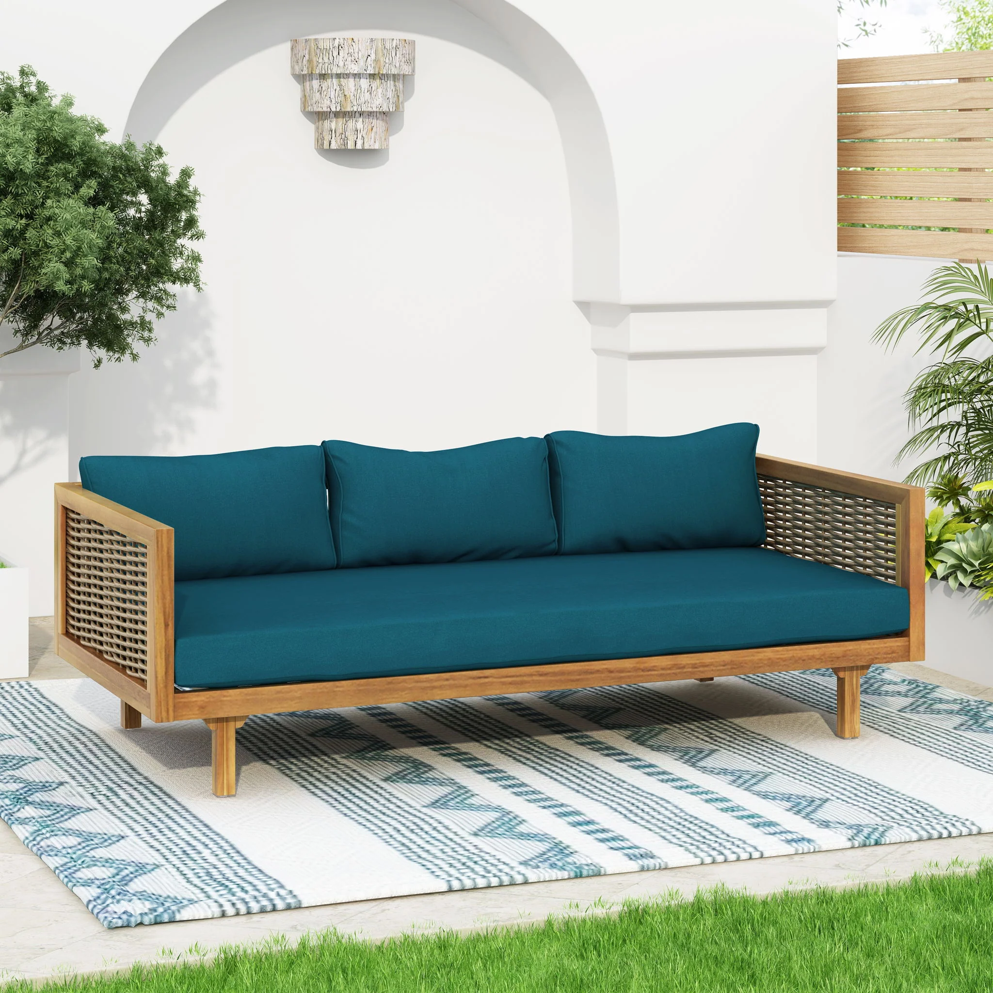Claremont - 3 Seater Daybed Teak Acacia Wood Water Resistant Cushions - Image 59