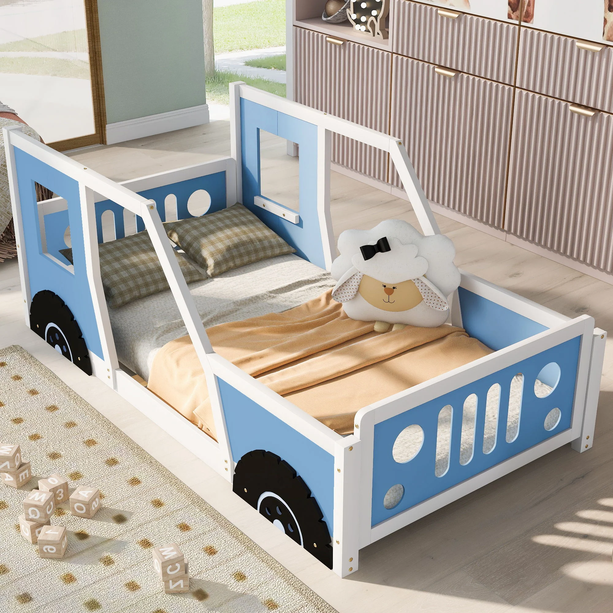 Classic Car Shaped Platform Bed With Wheels - Image 20
