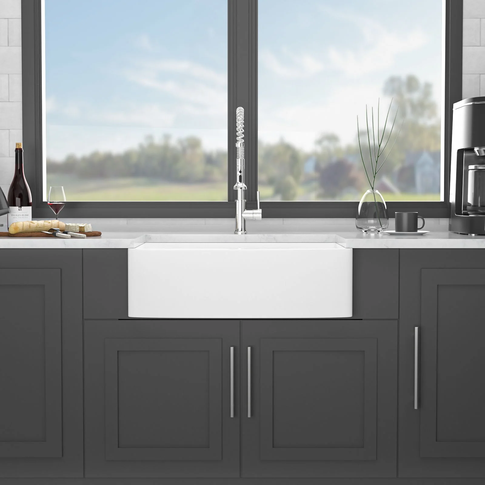 Classic Ceramic Farmhouse Sink Workstation Single Bowl With Durable Finish - Image 17