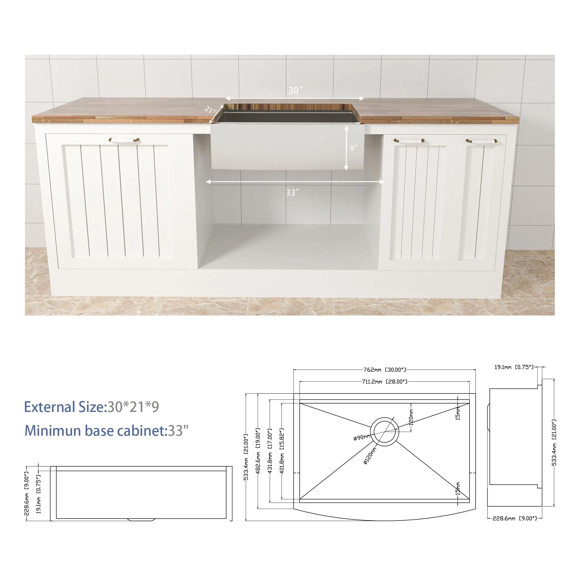 Classic Ceramic Farmhouse Sink Workstation Single Bowl With Durable Finish - Image 18