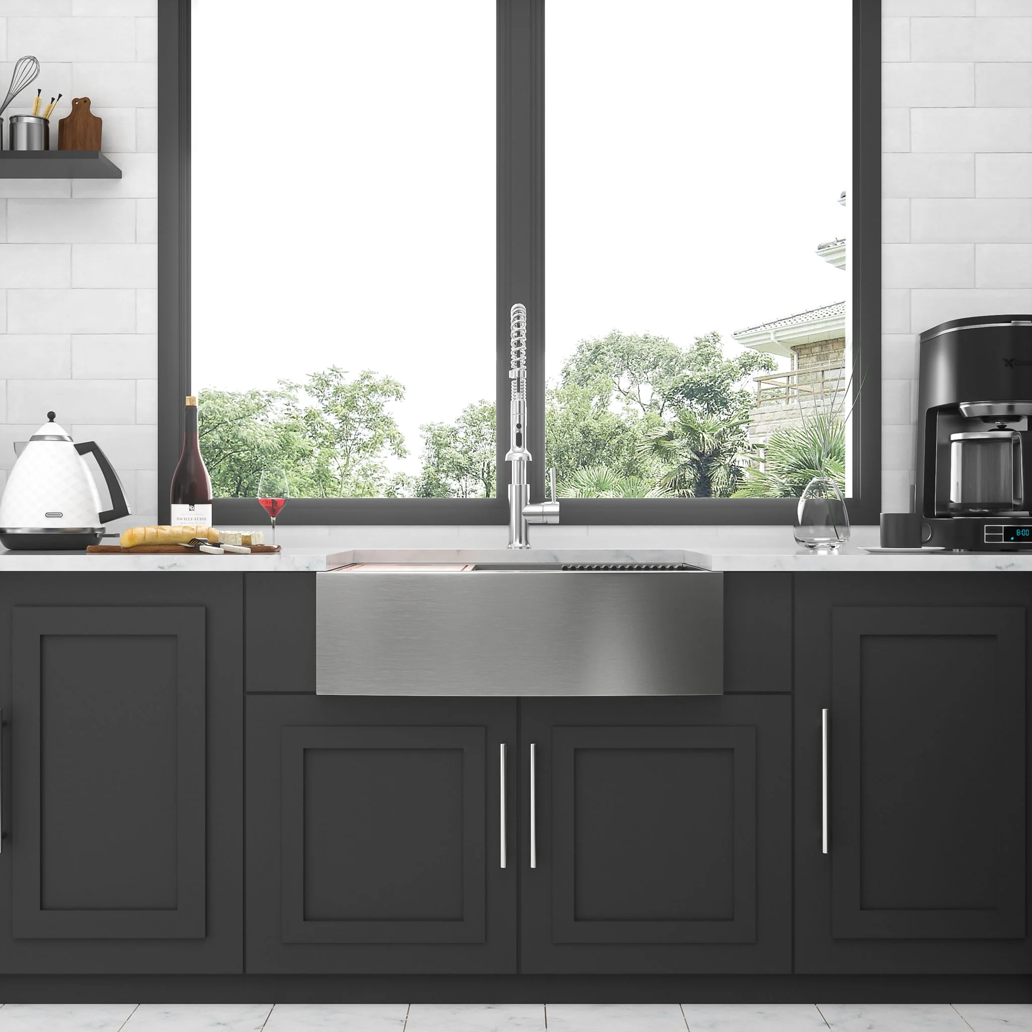 Classic Ceramic Farmhouse Sink Workstation Single Bowl With Durable Finish - Image 32