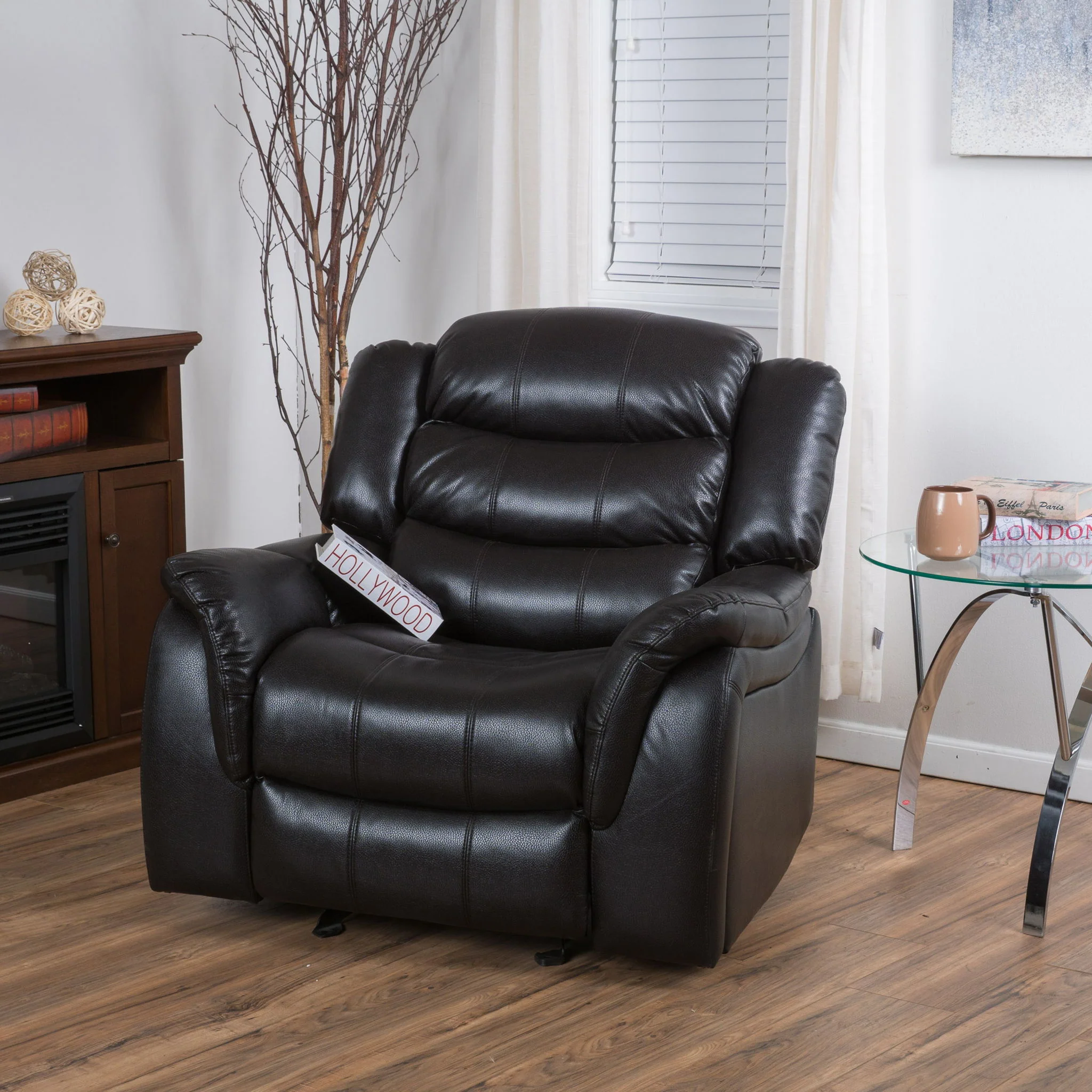 Classic Design Recliner, Upholstery Recliner, Glider Recliner - Black Berry - Image 8