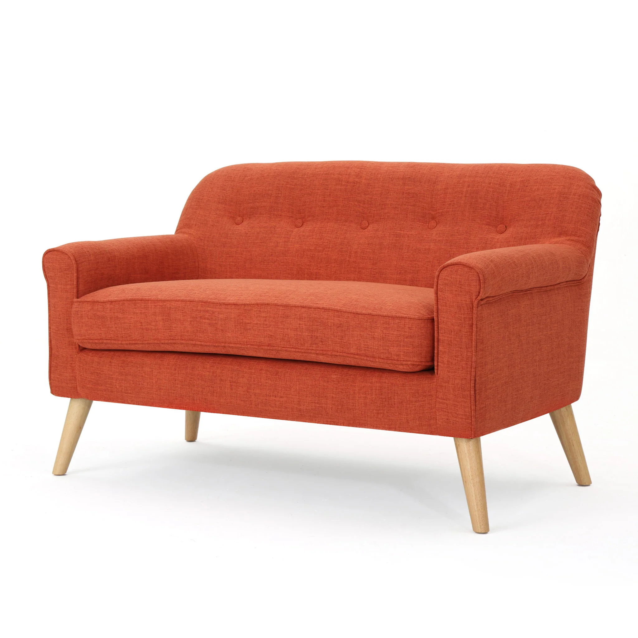 Classic Loveseat With Rolled Armrests And Button Tufting - Image 4