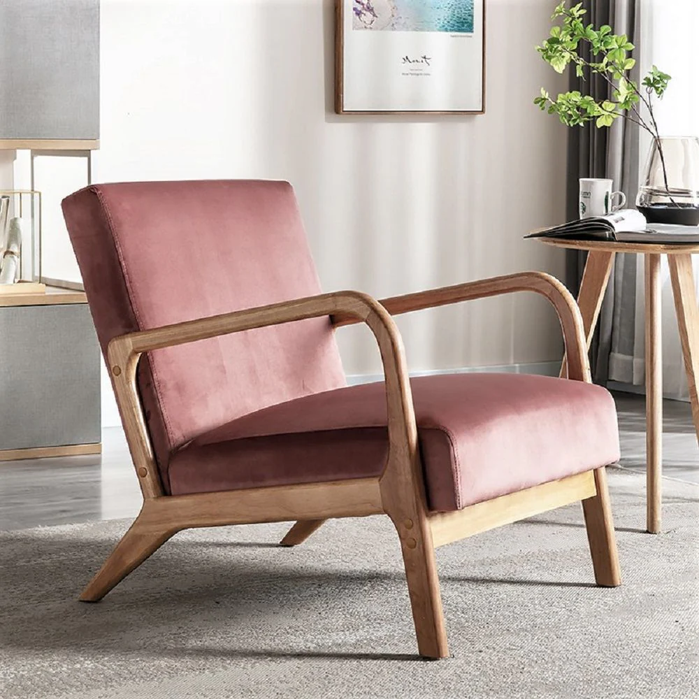 Classic Mid-Century Modern Accent Chairs, Open Framed Armchair With Cushioning - Image 10