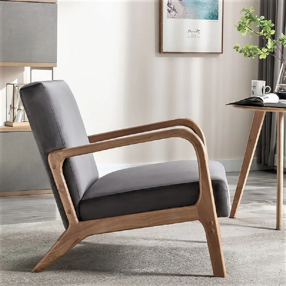 Classic Mid-Century Modern Accent Chairs, Open Framed Armchair With Cushioning - Image 14
