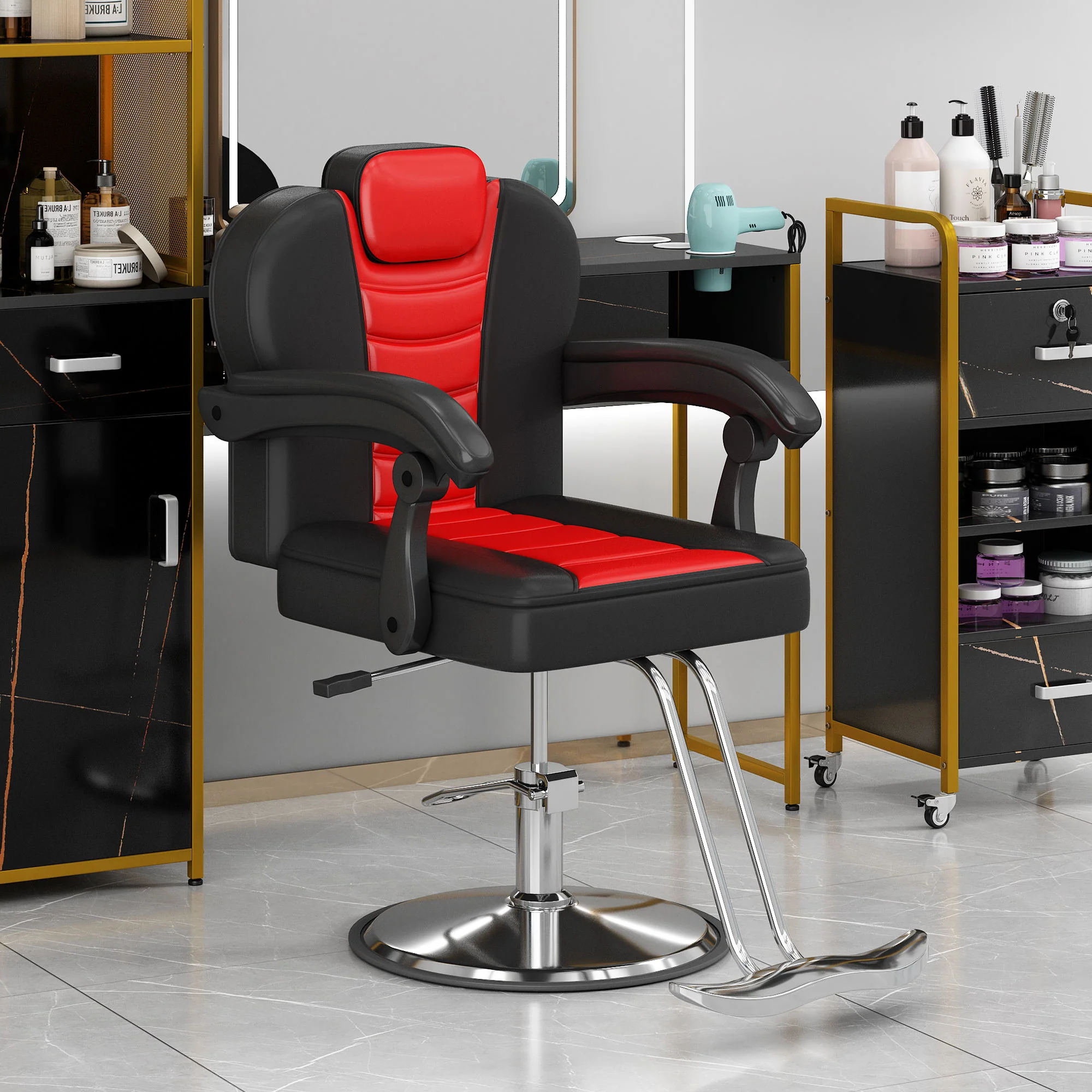 Classic Reclining Barber Chair Salon Chair For Hair Stylist With Heavy Duty Hydraulic Pump, 360° Rotation, Tattoo Chair Shampoo Beauty Salon Equipment, Max Load Weight 330 Lbs - Image 10