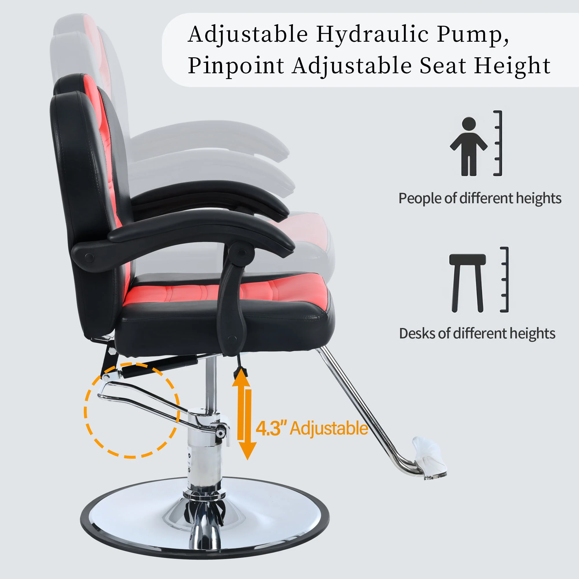 Classic Reclining Barber Chair Salon Chair For Hair Stylist With Heavy Duty Hydraulic Pump, 360° Rotation, Tattoo Chair Shampoo Beauty Salon Equipment, Max Load Weight 330 Lbs - Image 14