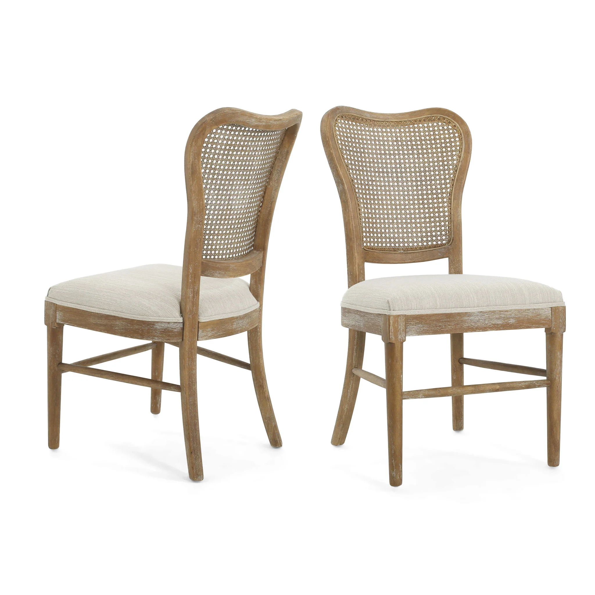 Classic Retro Dining Chair (Set of 2) With Rattan Backrest - Dark Brown / Beige - Image 9
