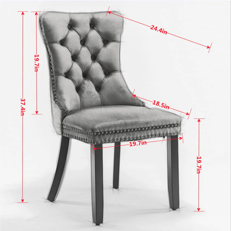 Classic Velvet Dining Chairs, High-End Tufted Solid Wood Contemporary Velvet Upholstered Dining Chair With Wood Legs Nailhead (Set of 2) - Burgundy - Image 7