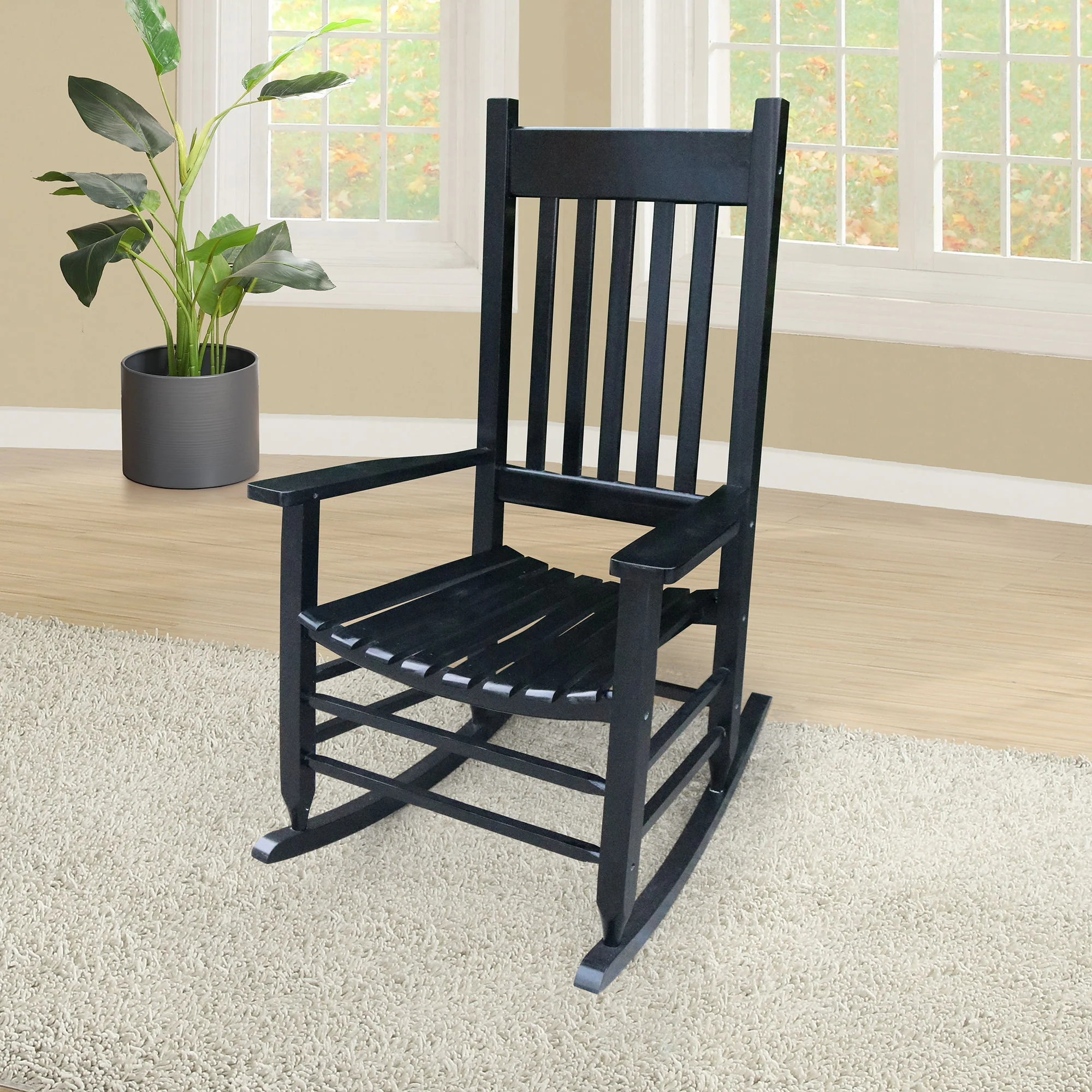 Classic Wooden Porch Rocker Chair Populus Wood Comfortable Design - Image 6