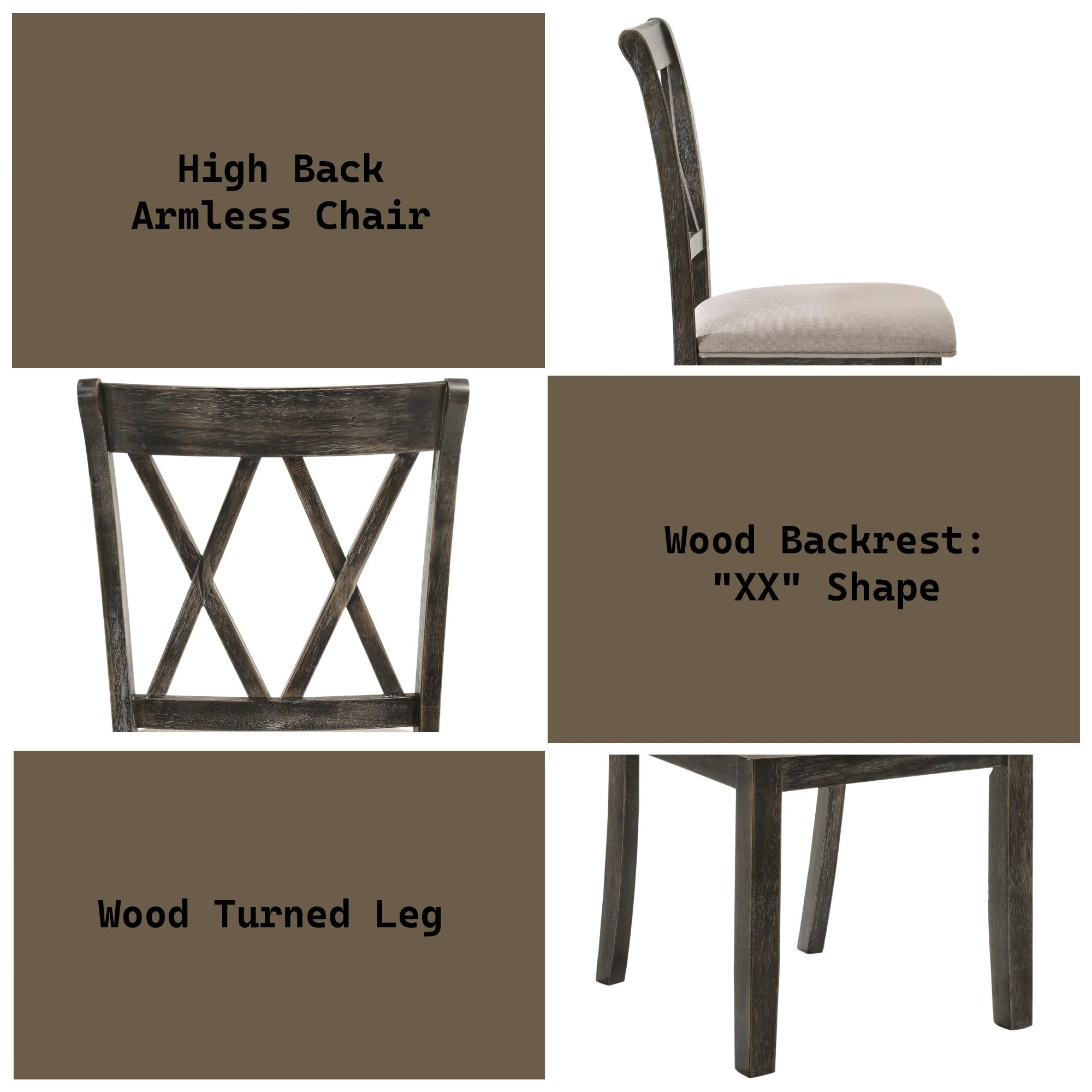 Claudia II - Weathered Side Chair (Set of 2) - Beige / Gray - Image 2