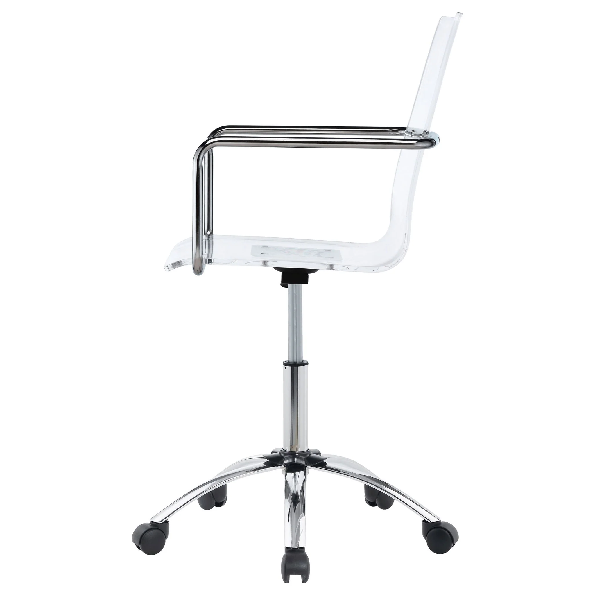 Clear Office Chair With Caster Wheels Futuristic Design, Adjustable Height - Clear - Image 4