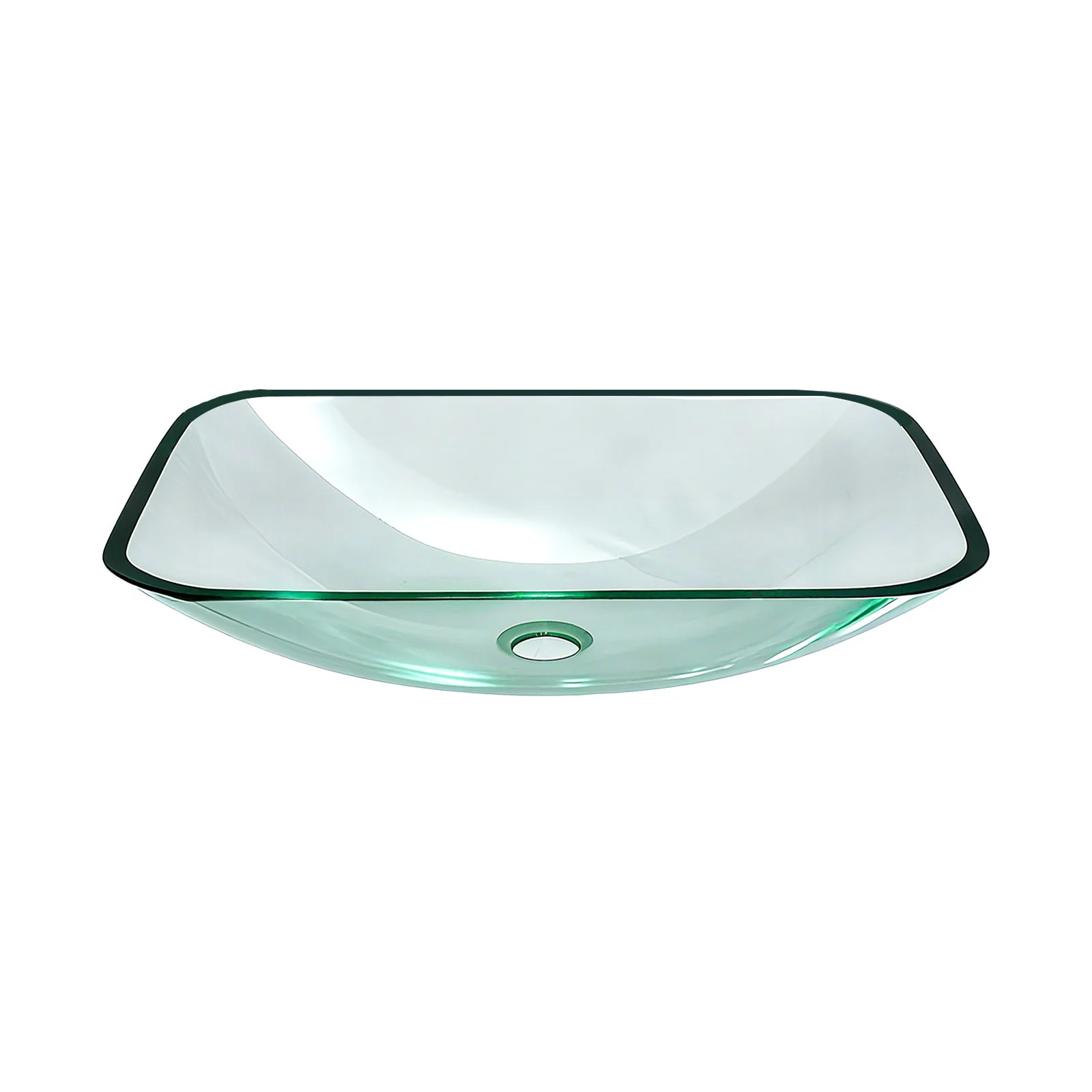 Clear Vessel Sink Rectangle Above Counter Bathroom Basin With Pop Up Drain, No Faucet - Clear - Image 3