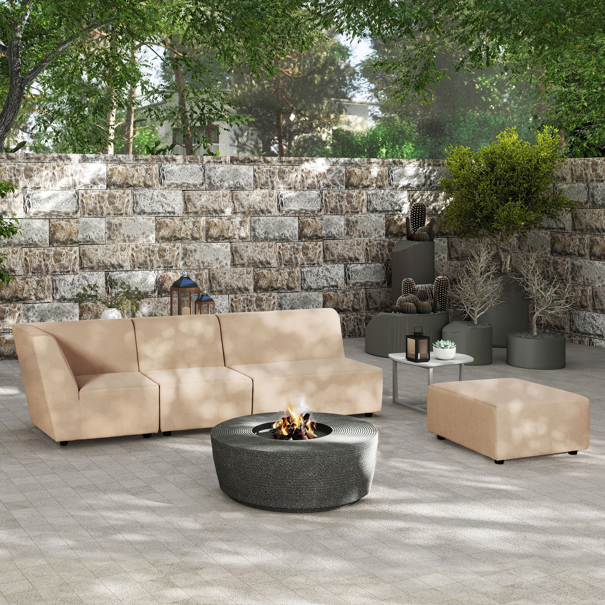 Cleo - Modular Upholstered Deep Seating Patio Corner Chair Axroma Olefin - Image 7