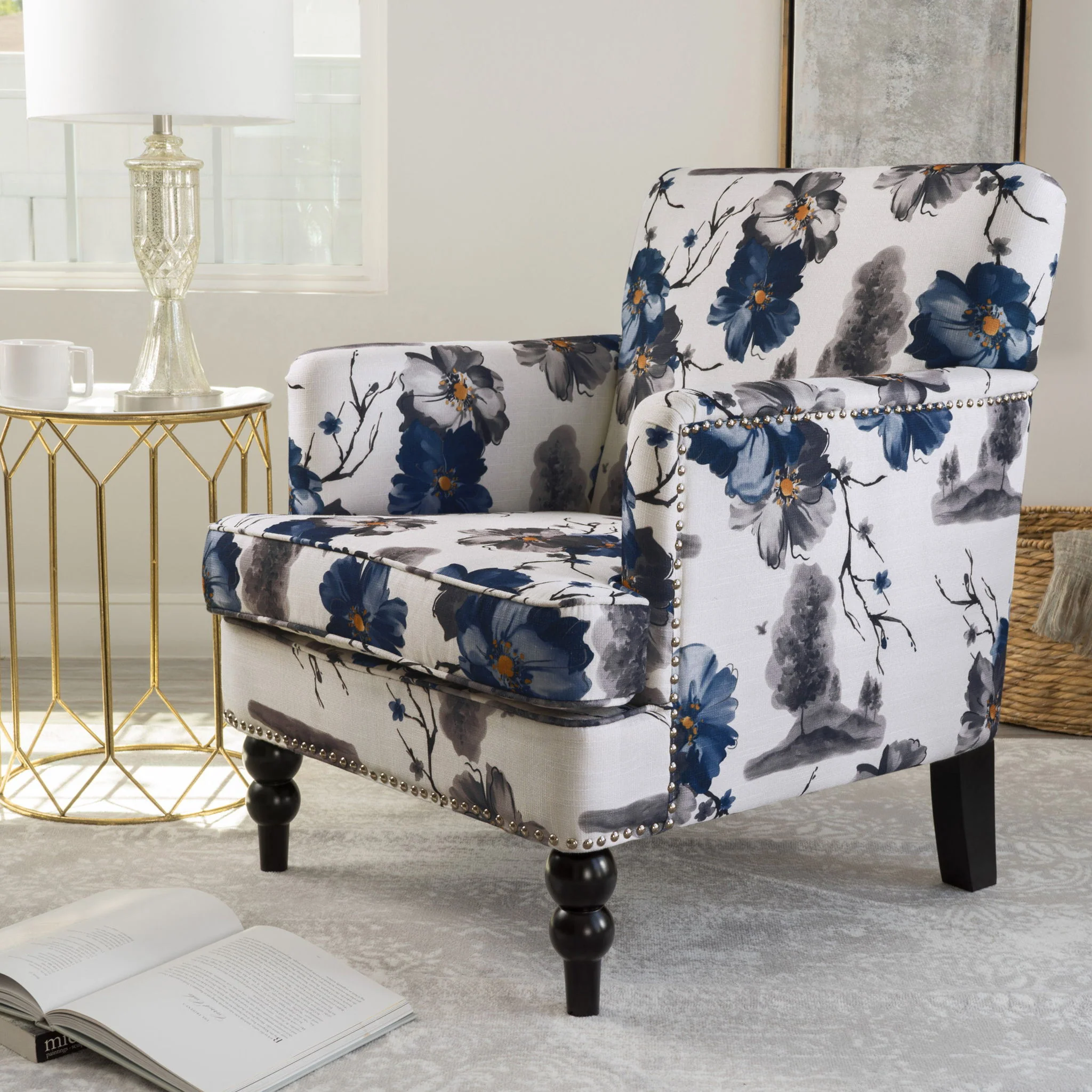 Club Chair With Tapered Birch Wood Legs - Multicolor - Image 2