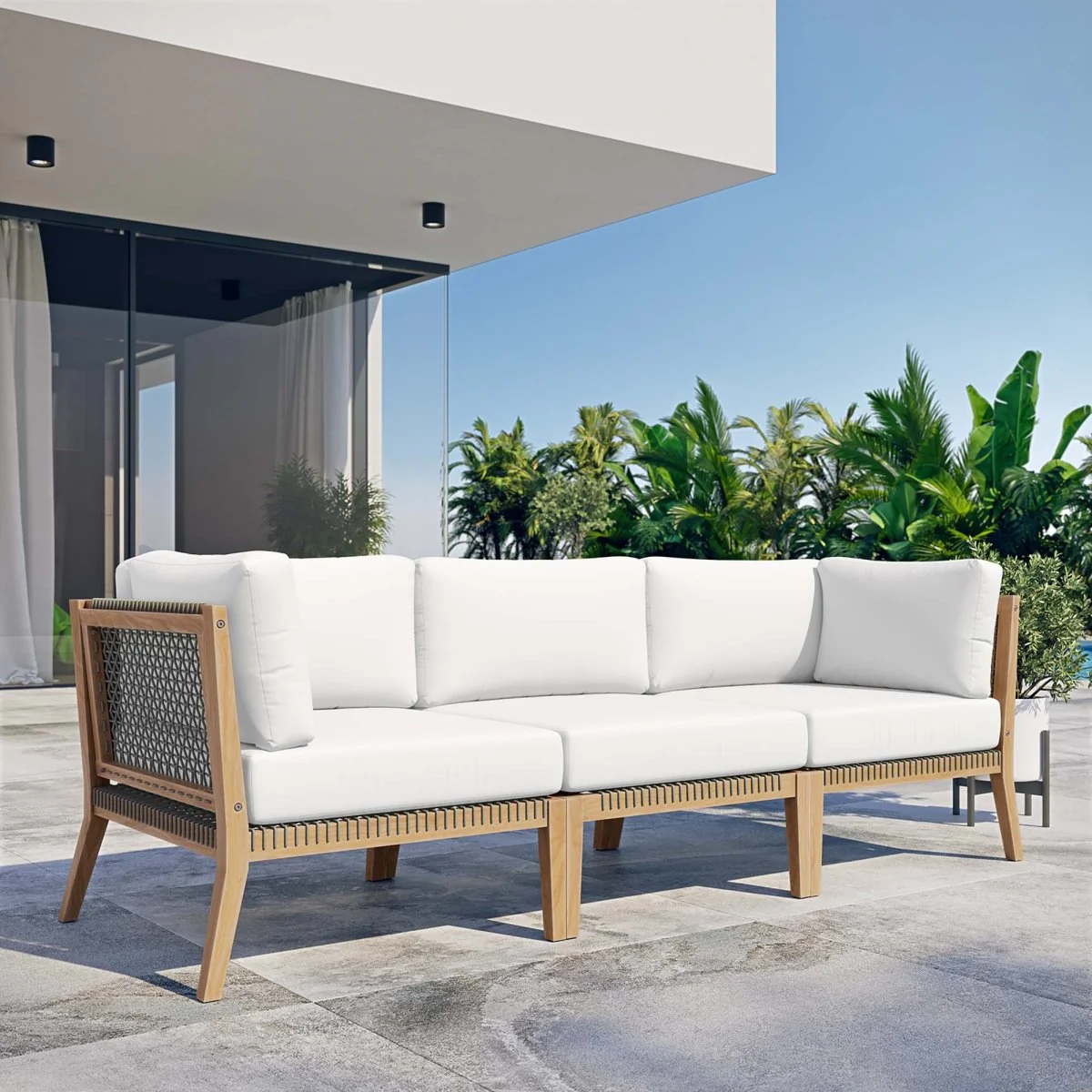 Coastal Rope and Teak Outdoor Sofa — Weather-Resistant Patio Seating for Outdoor Living - Image 11