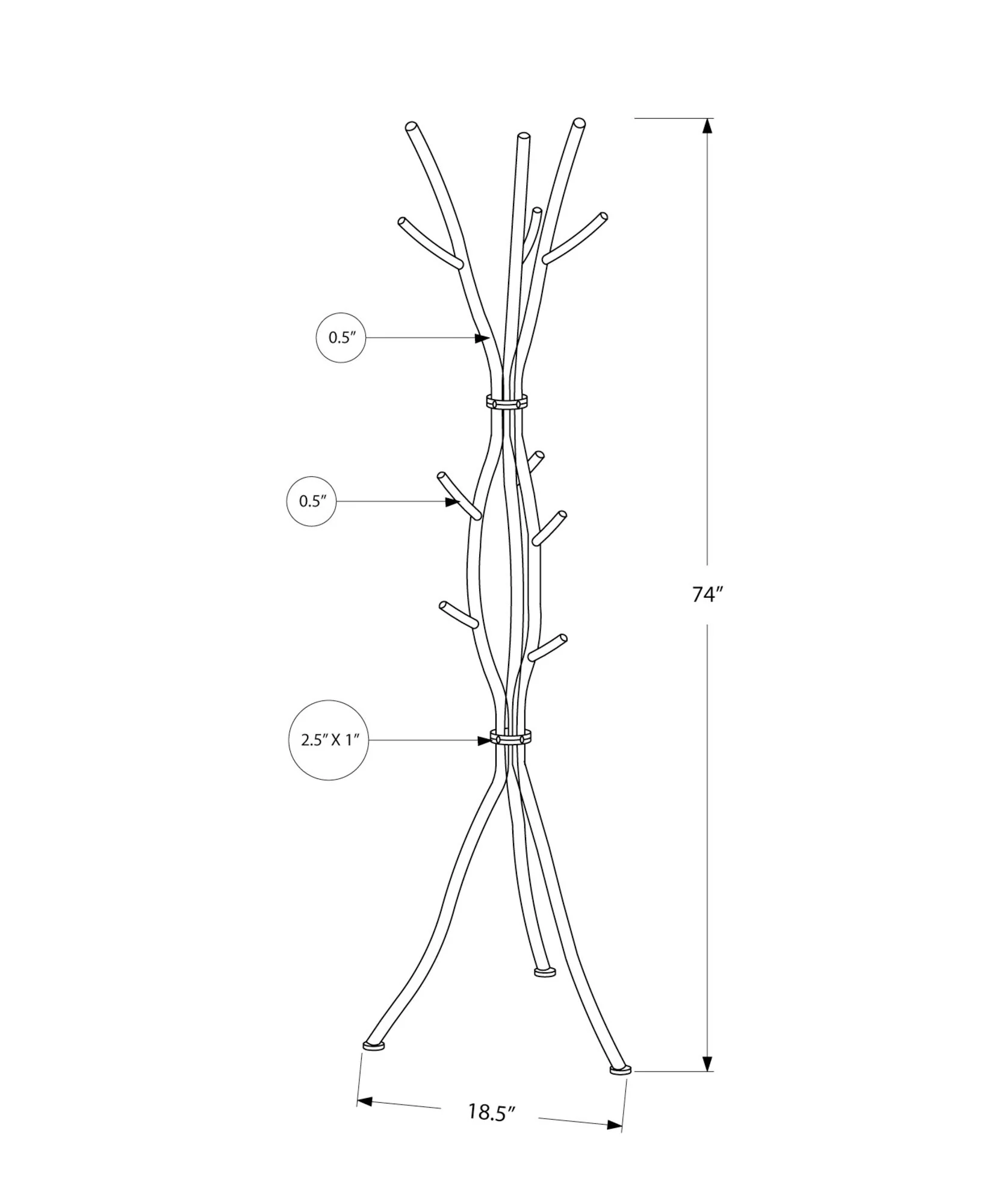 Coat Rack, Hall Tree, Free Standing, 11 Hooks, Entryway, Contemporary & Modern - Image 5