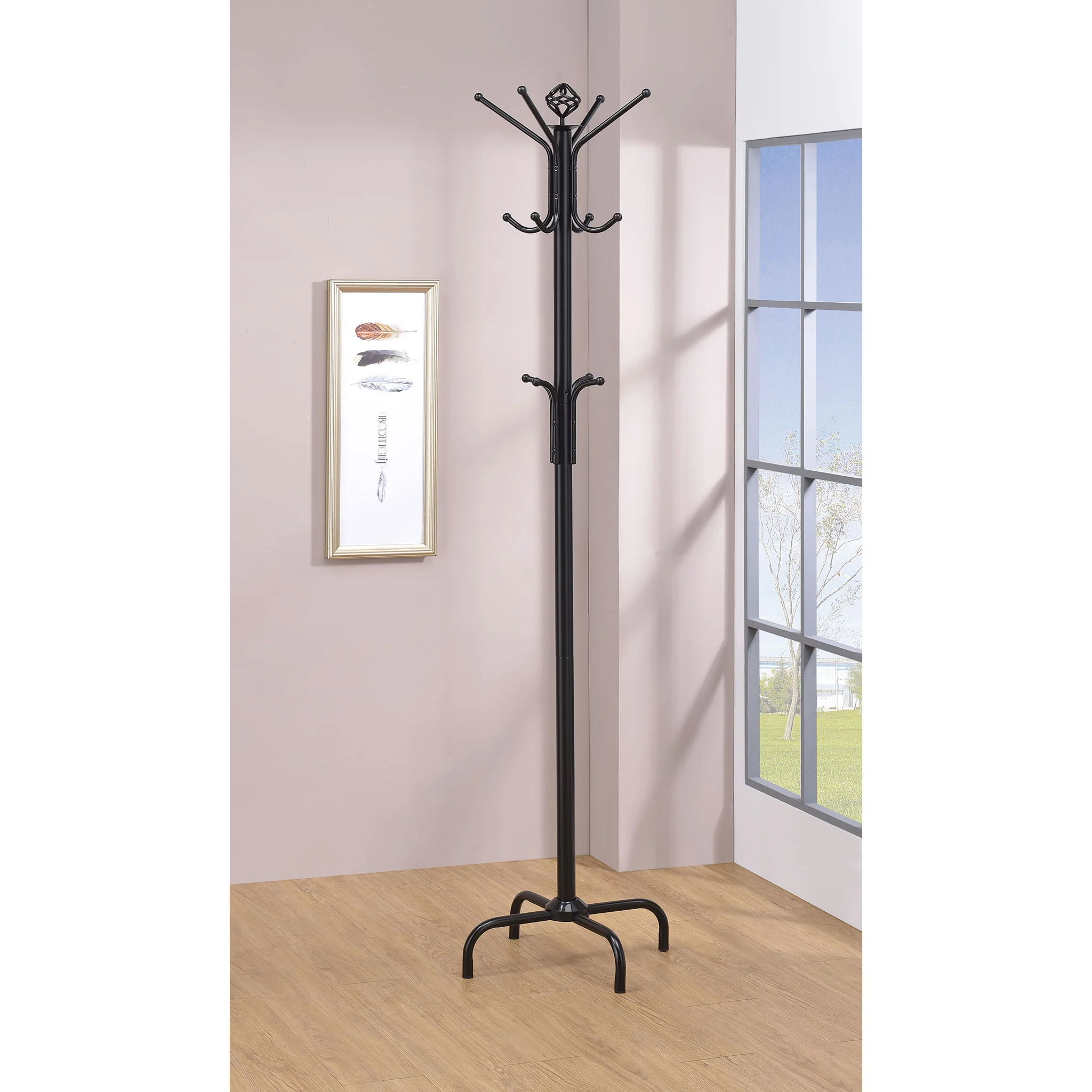 Coat Rack With 3 Tier Hooks For Entryway - Black - Image 4