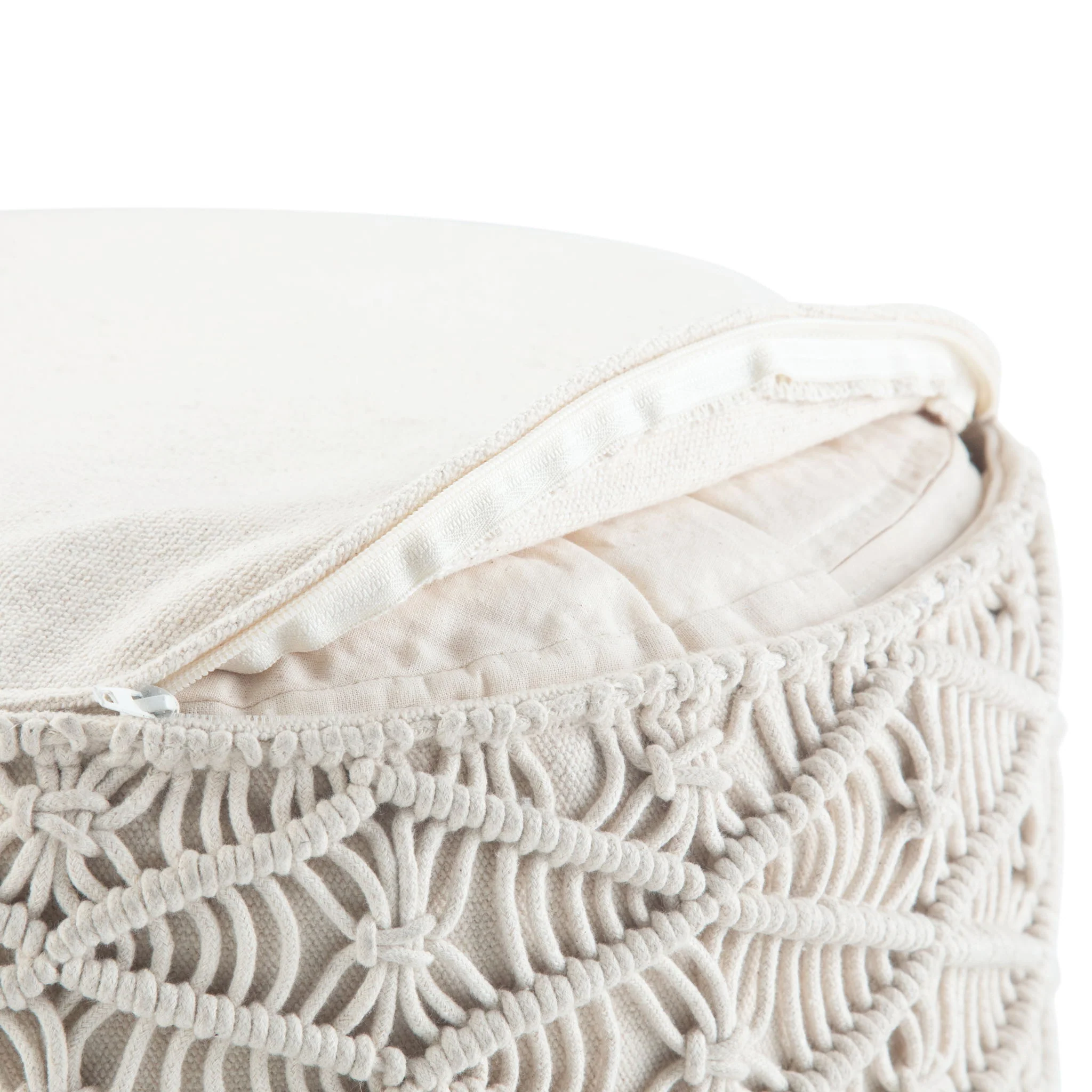 Coates - Round Macrame Pouf - Natural - Image 6