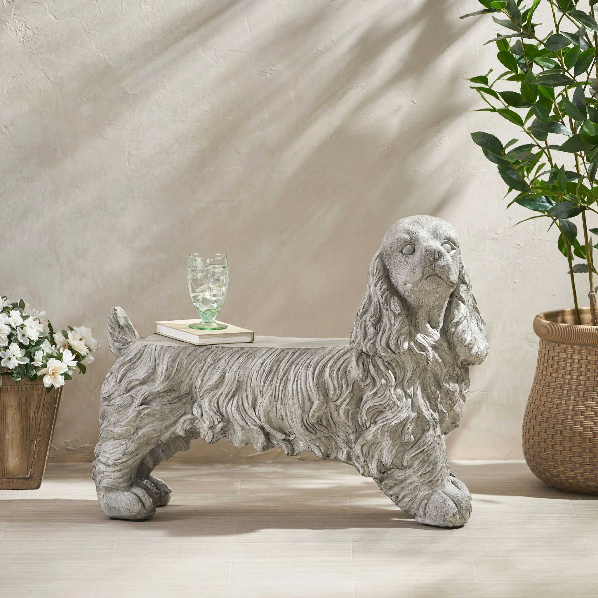 Cocker Spaniel Dog Statue - Gray - Image 7