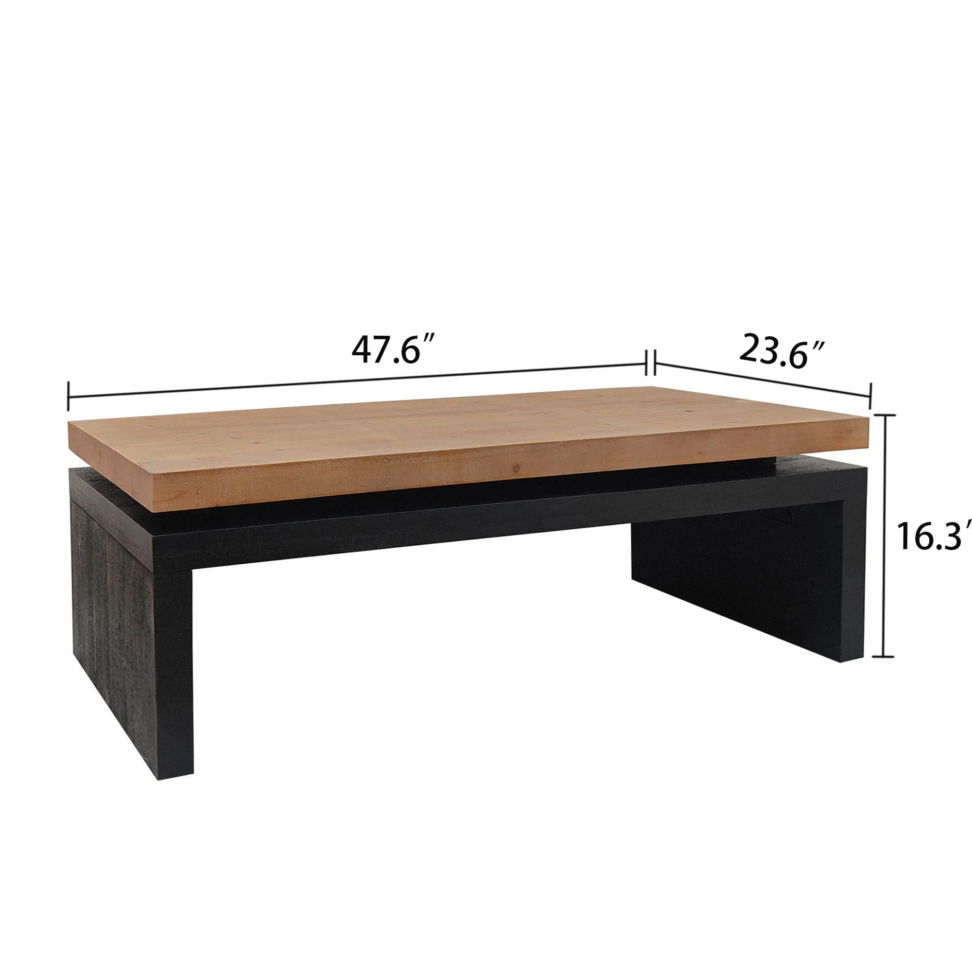 Coffee Table Rectangular Center Table For Living Room - Black / Natural / Multi / Natural Multi / Natural Wood / Natural Wood Wash - Image 8