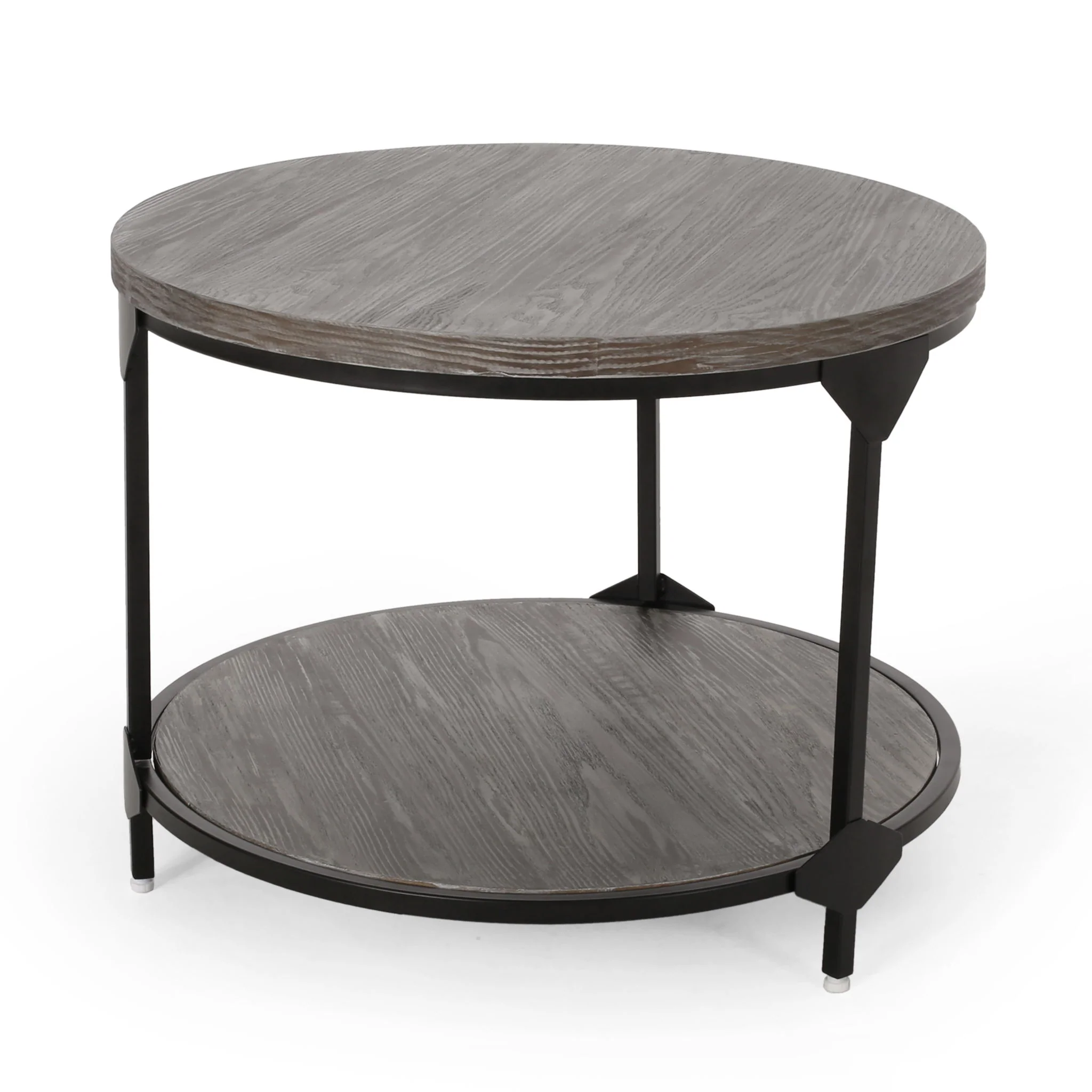 Coffee Table With Wood Patterned Tabletop And Iron Frame - Gray - Image 4