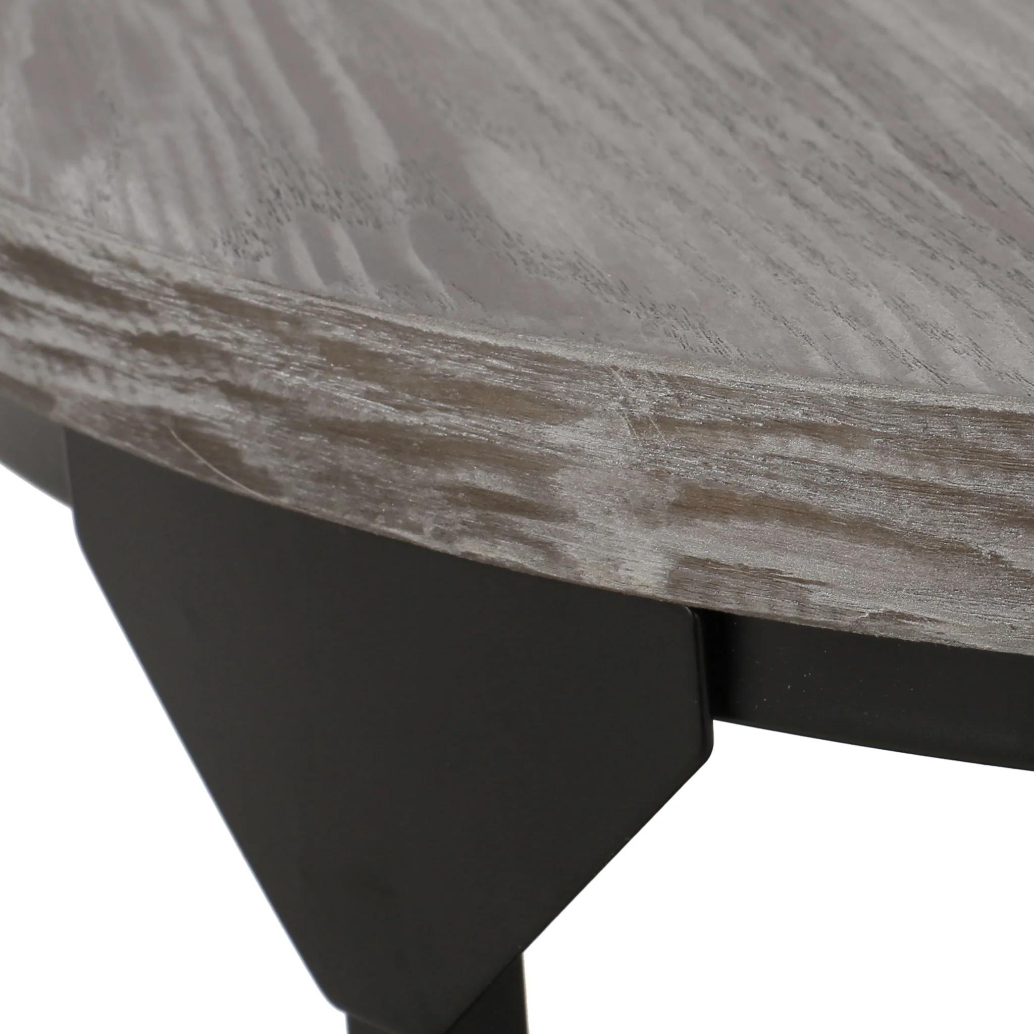 Coffee Table With Wood Patterned Tabletop And Iron Frame - Gray - Image 5