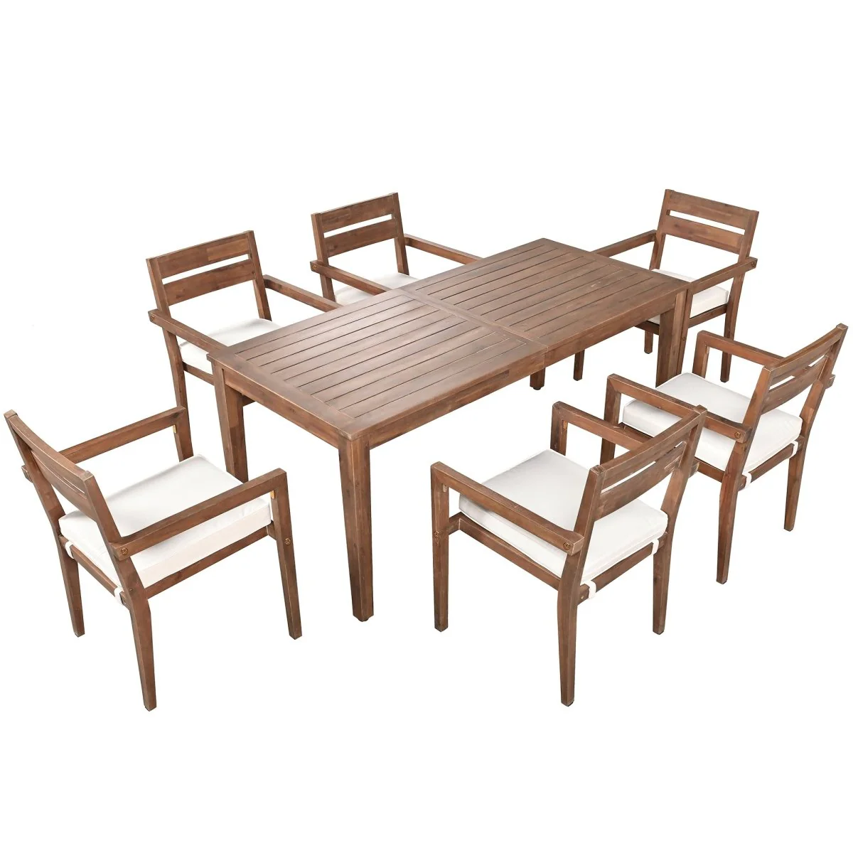 Colburn 7-Piece Acacia Wood Patio Dining Set in Brown or Dark Brown
