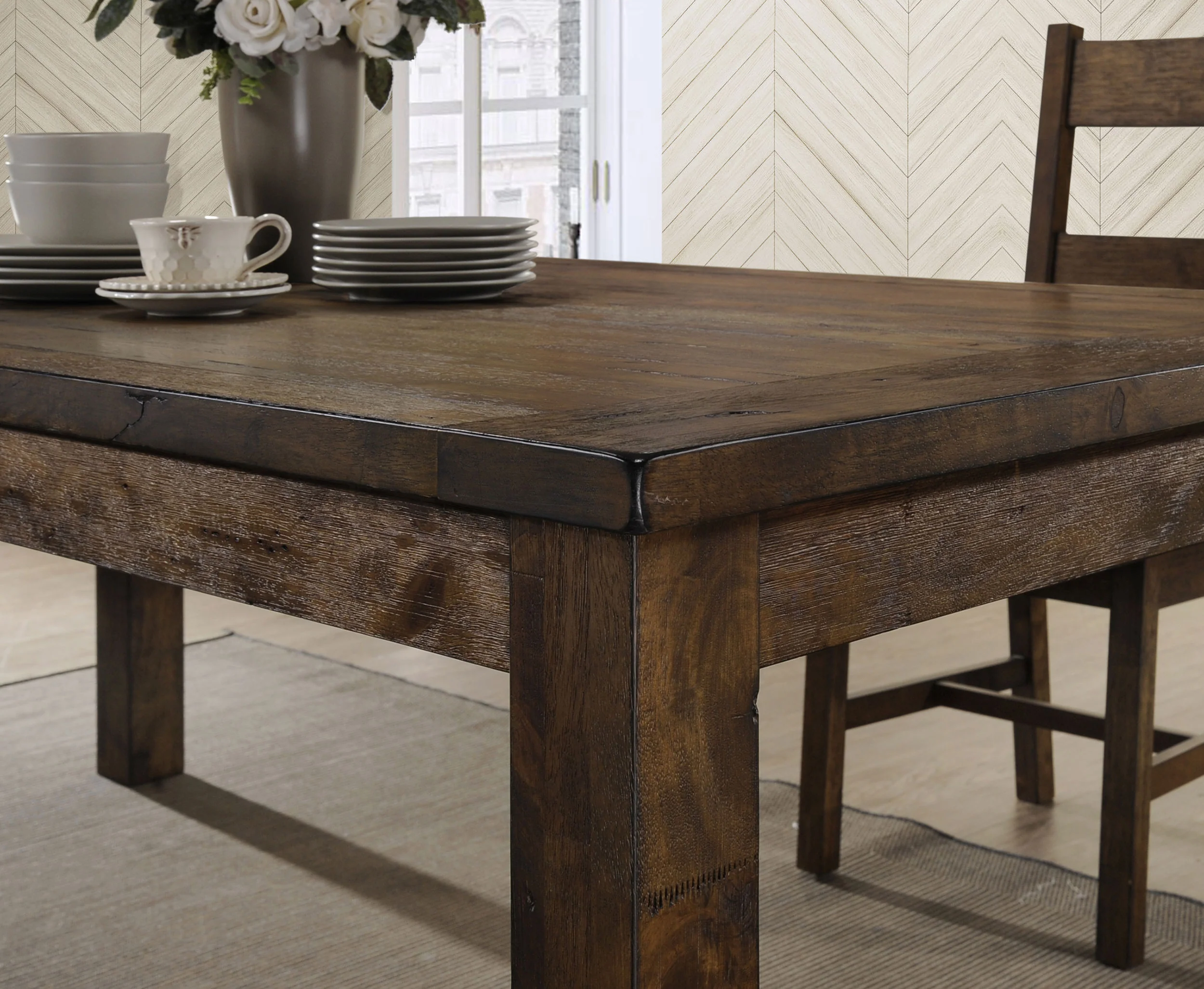 Coleman 5-Piece Rustic Golden Brown Dining Set - Image 5